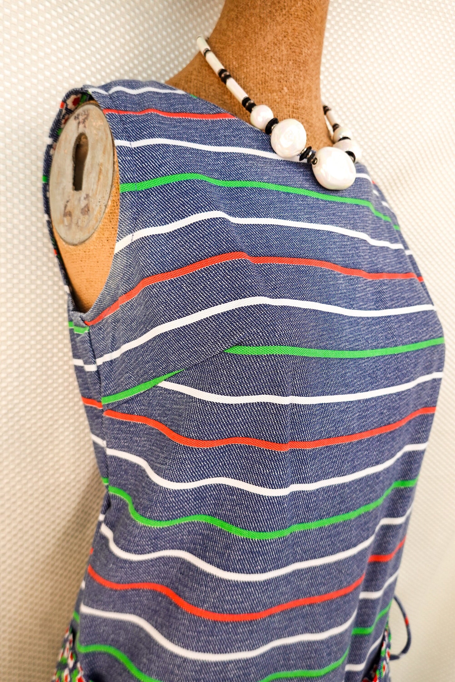60's Romper - Vintage Handmade Striped Boxy Skort Romper - Sleeveless One Piece - Medium