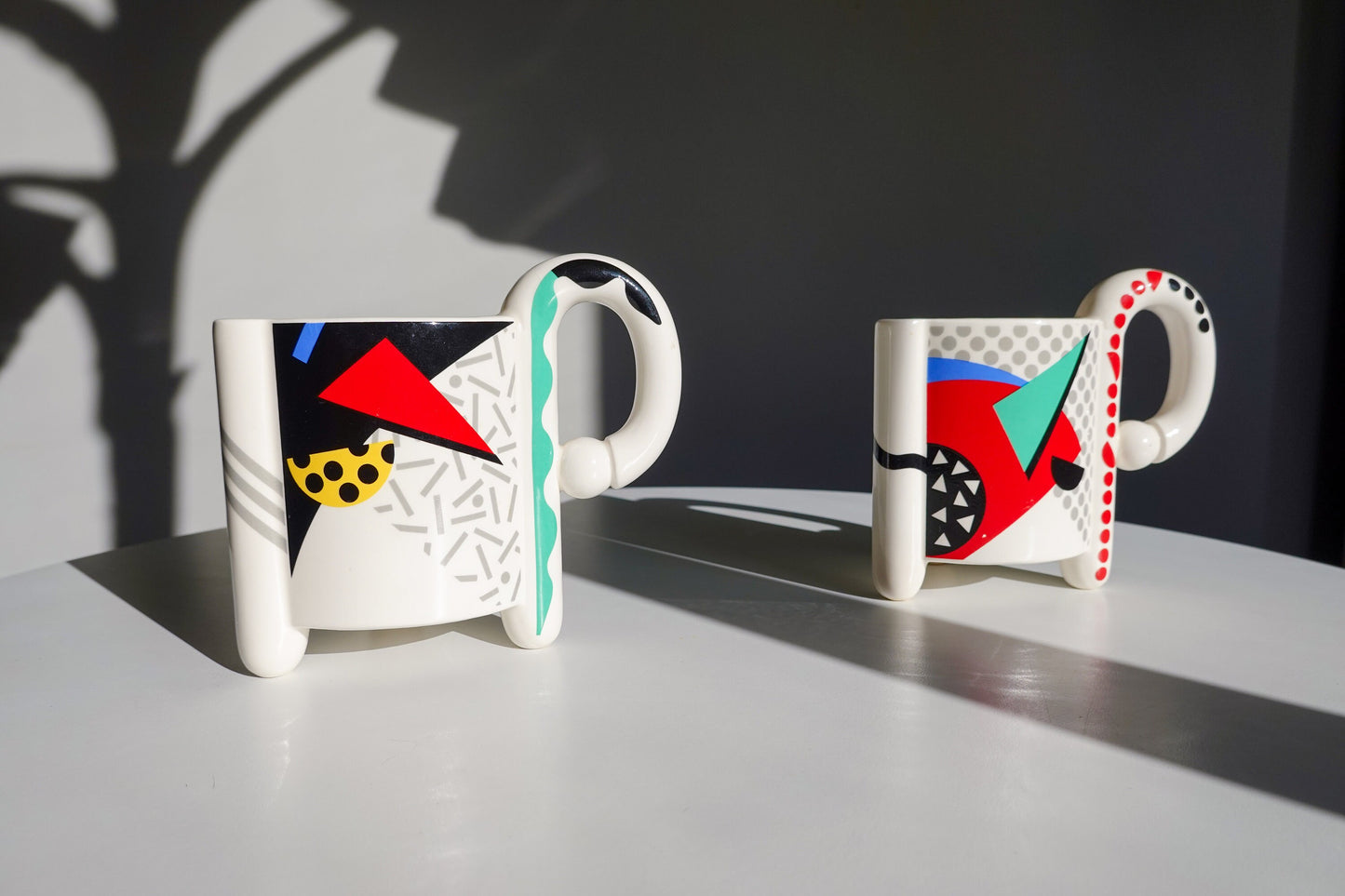 80's Mug Set - Memphis Milano - Fujimori "Carnival" Porcelain Mug Set - by Kato Kogei Made in Japan