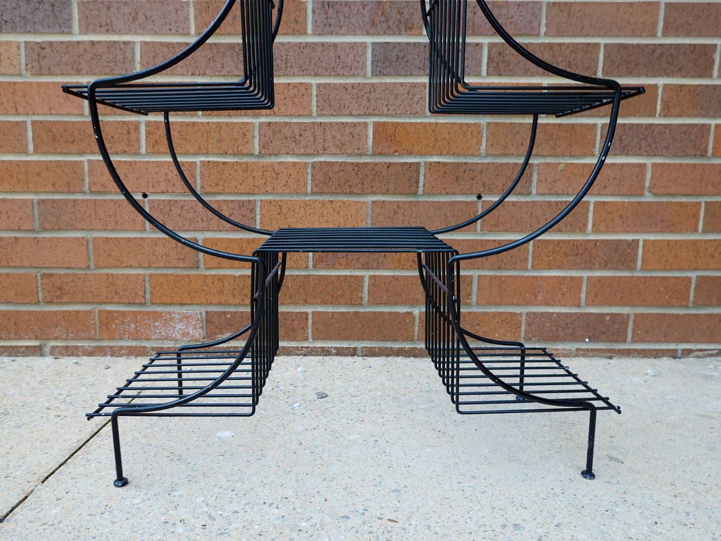 Vintage Pagoda Plant Stand - Coated Wire Multi-Level MCM Plant Stand - Black Metal - 9 Platforms