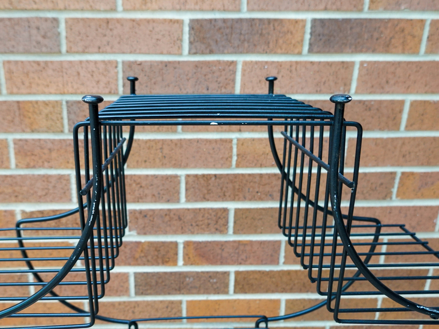 Vintage Pagoda Plant Stand - Coated Wire Multi-Level MCM Plant Stand - Black Metal - 9 Platforms
