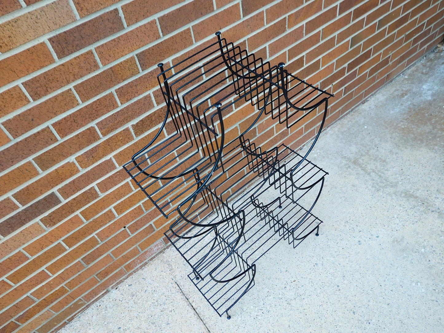 Vintage Pagoda Plant Stand - Coated Wire Multi-Level MCM Plant Stand - Black Metal - 9 Platforms