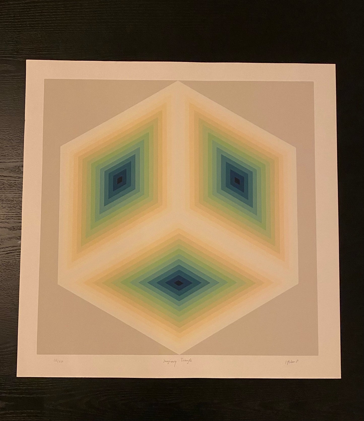 Jurgen Peters Op Art Serigraph Imaginary Triangle 1981