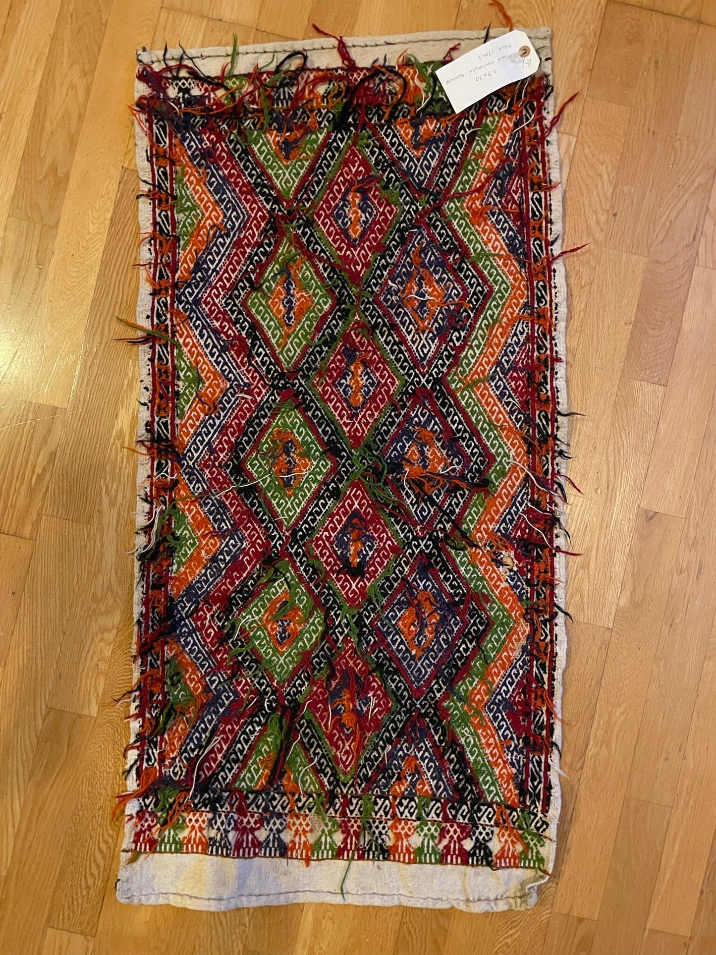 Hand-Knotted Caucasian Soumak Rug, 1910s - Flat Weave - Wall Hanging - Antique - Collector's Piece