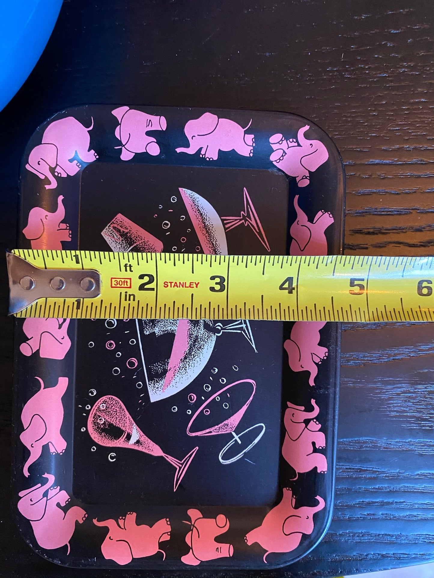 Vintage Pink Elephant Metal Tray - Mid Century Modern - Hand painted vanity tray, cocktail tray