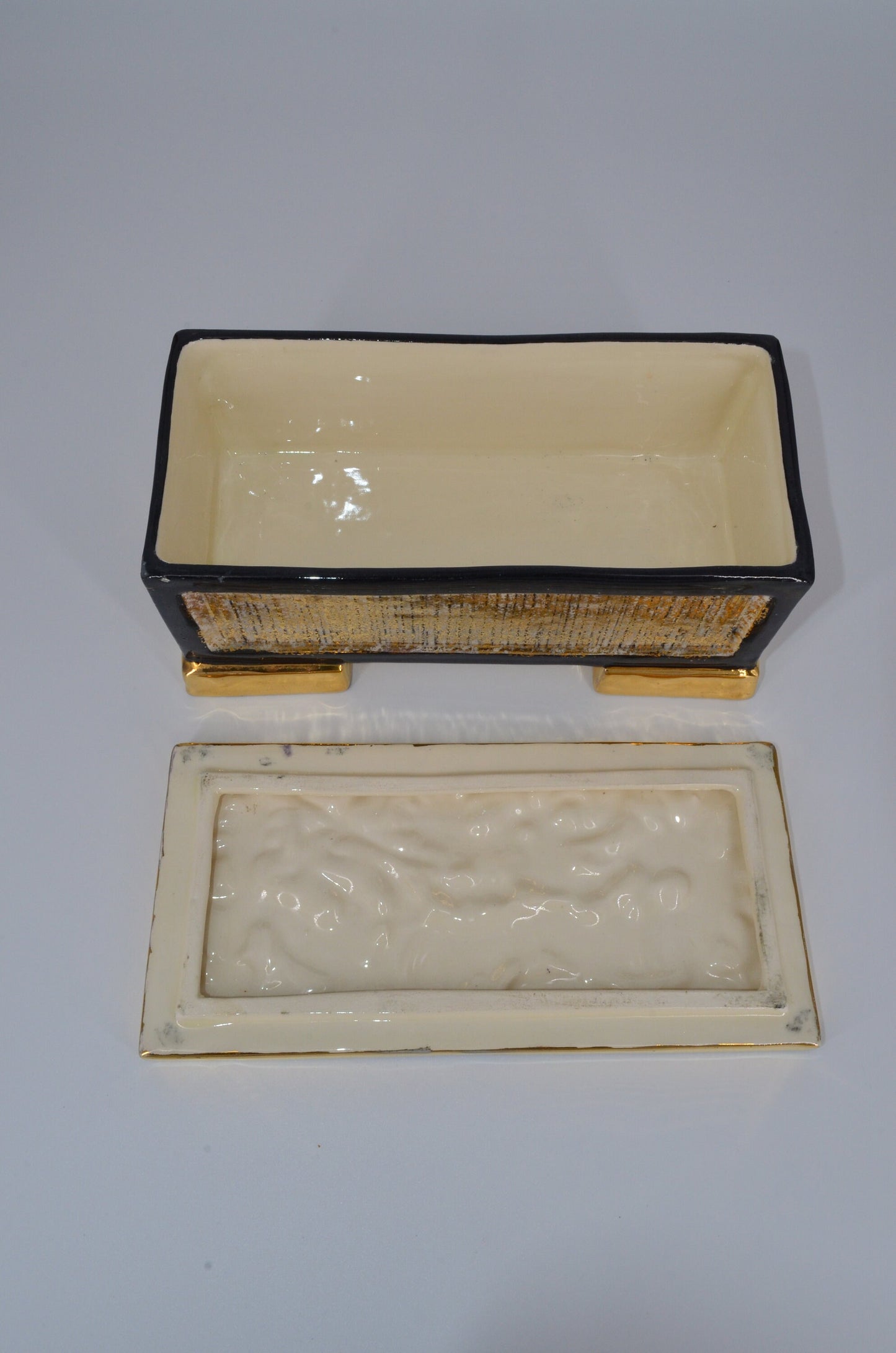 Heidi Schoop Ceramic Lidded Box - Handmade 1940s 1950s - Vanity Box - Small Box - Dragon
