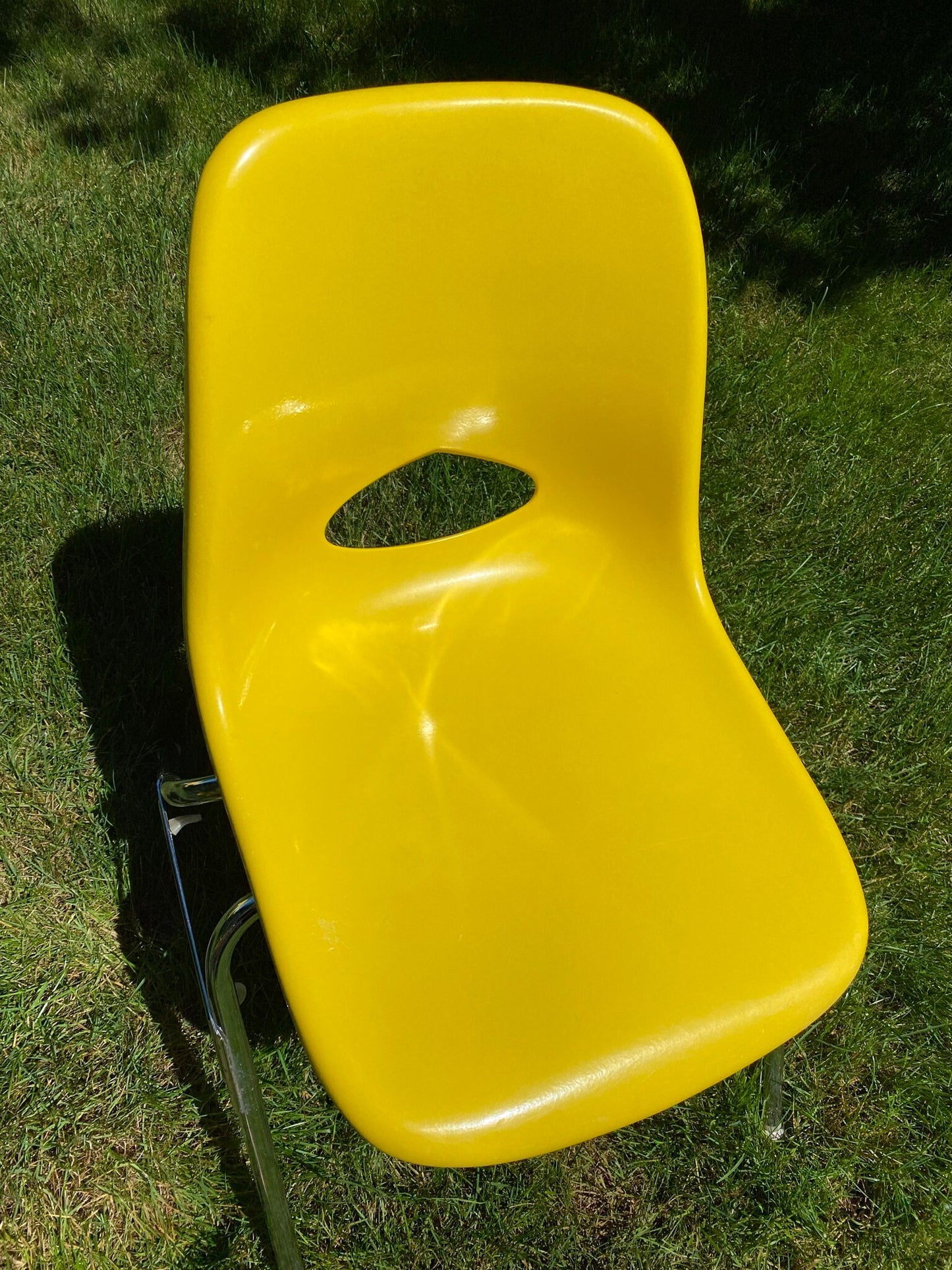 Yellow Shell Chairs - Krueger Metal Products - Molded Fiberglass & Steel - Mid Century Modern - American Made - 1960s