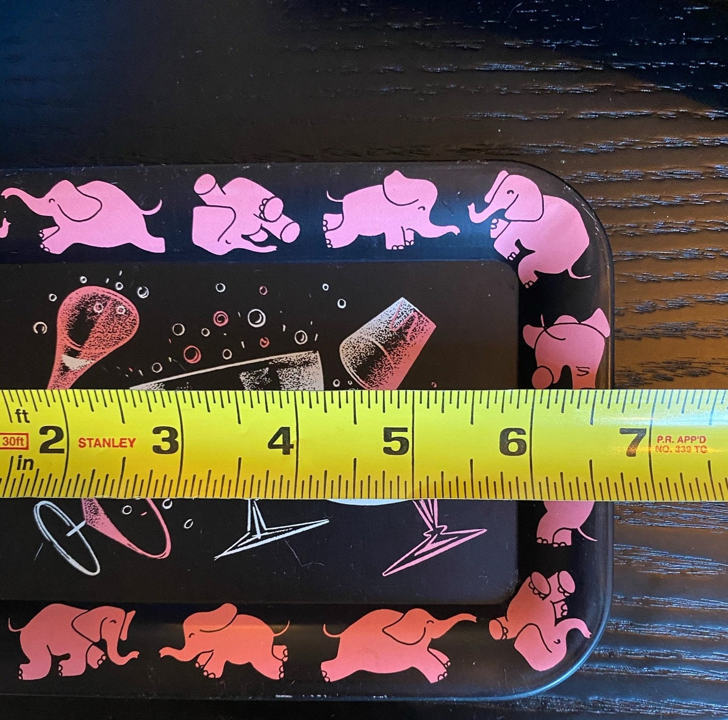 Vintage Pink Elephant Metal Tray - Mid Century Modern - Hand painted vanity tray, cocktail tray