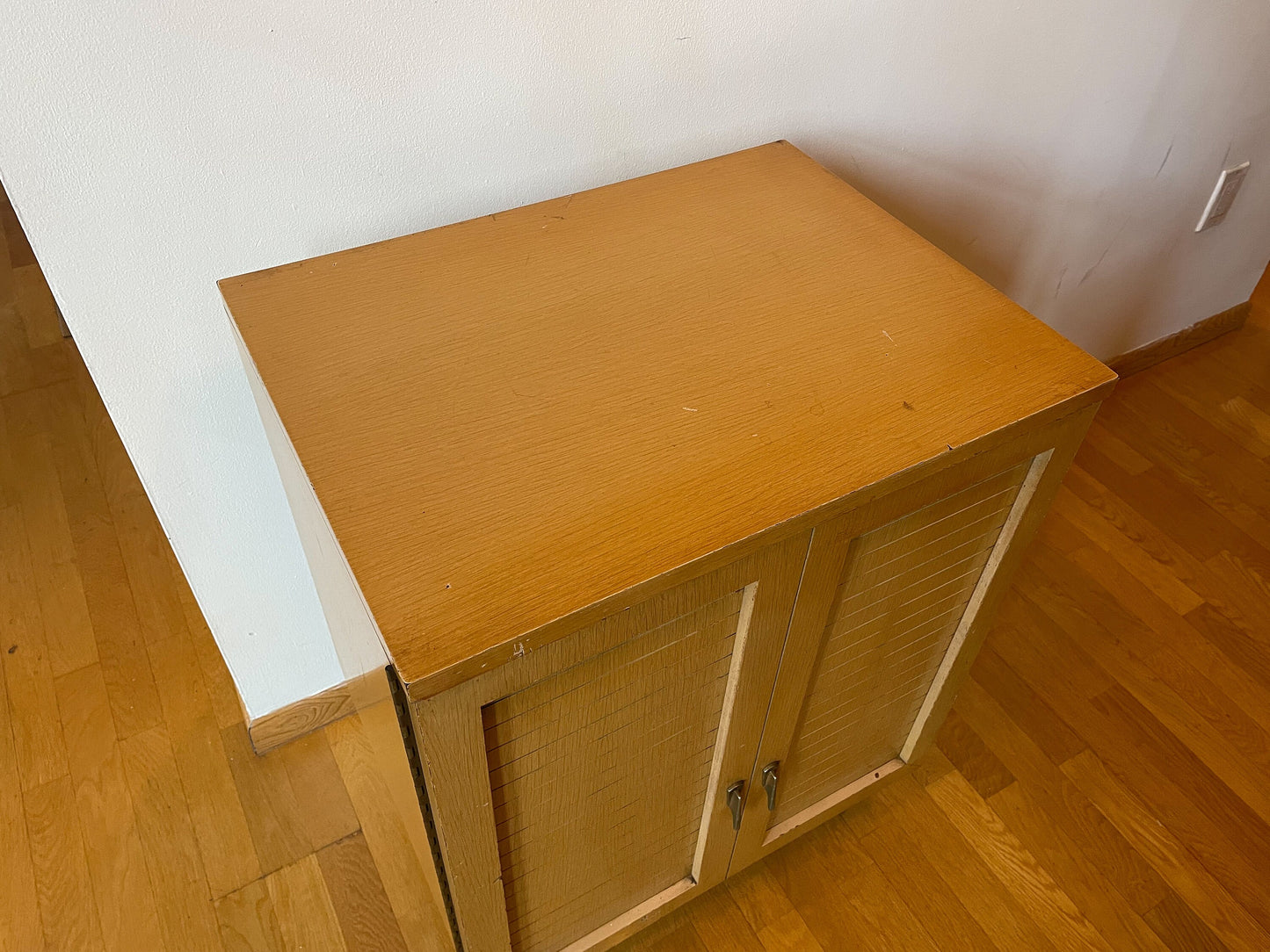 Blonde Wood Mid-Century Record Cabinet - Universal Furniture Inc. - Made in USA