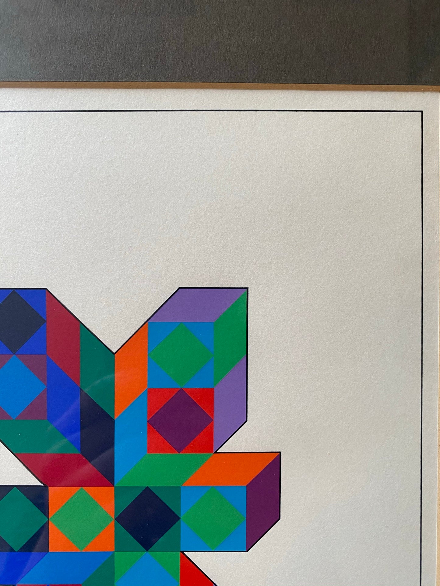 Victor Vasarely Signed Framed Serigraph "Petite Composition" 1971 Op-Art