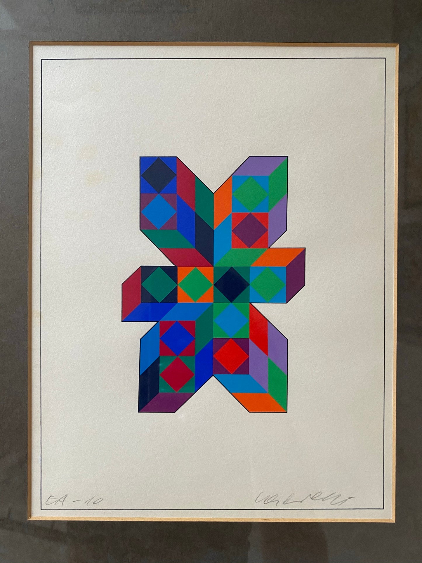 Victor Vasarely Signed Framed Serigraph "Petite Composition" 1971 Op-Art