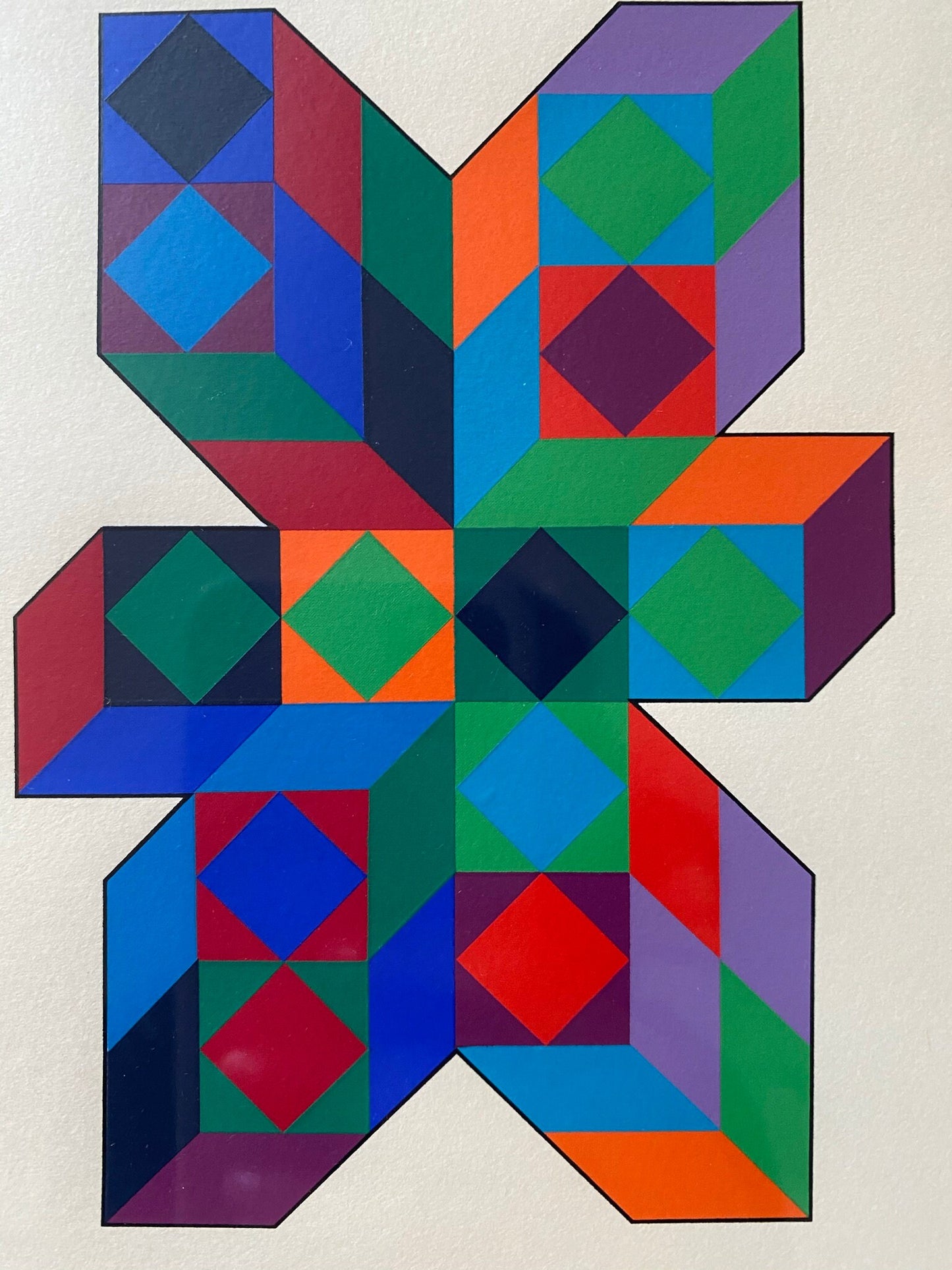 Victor Vasarely Signed Framed Serigraph "Petite Composition" 1971 Op-Art