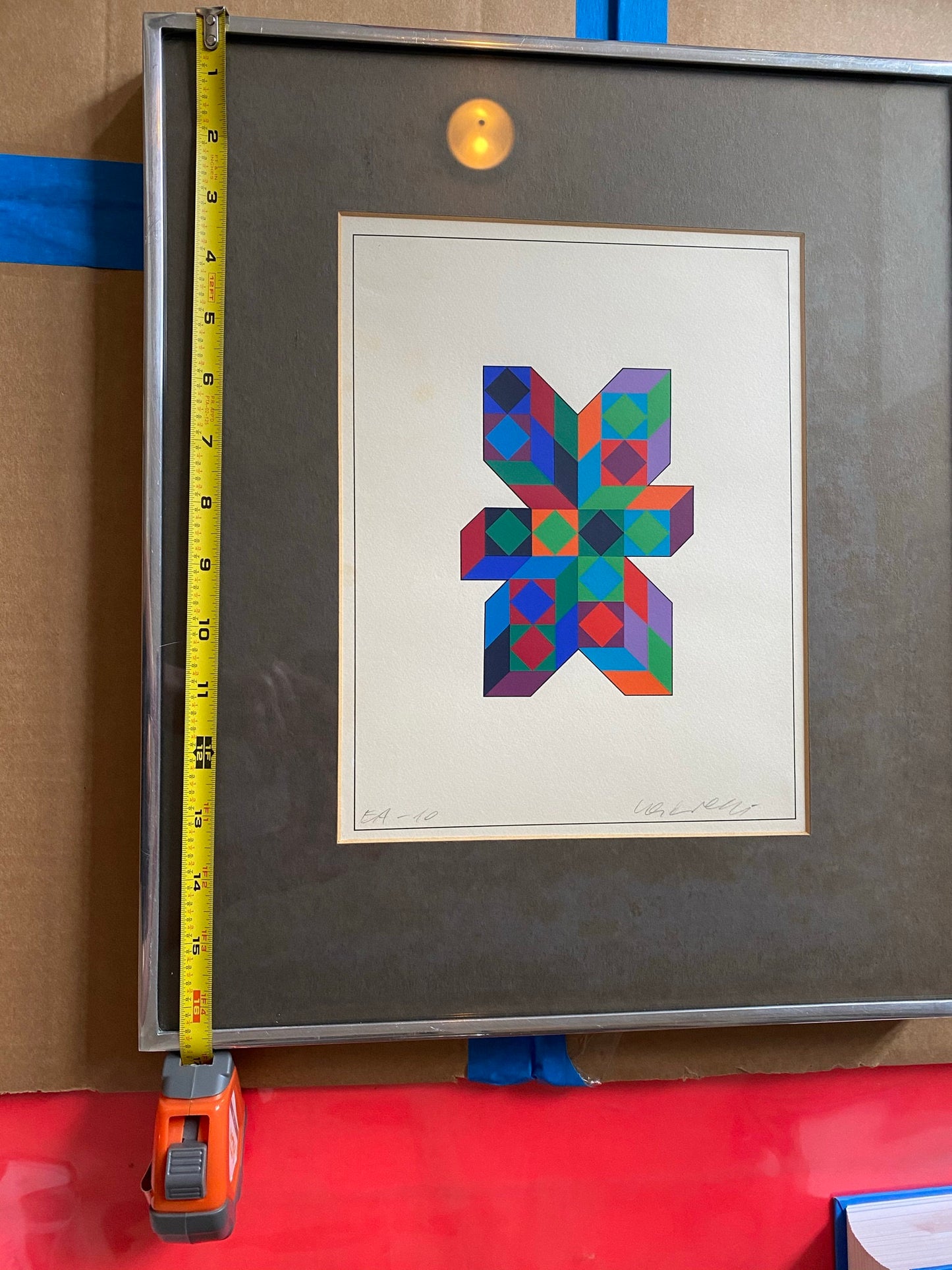 Victor Vasarely Signed Framed Serigraph "Petite Composition" 1971 Op-Art