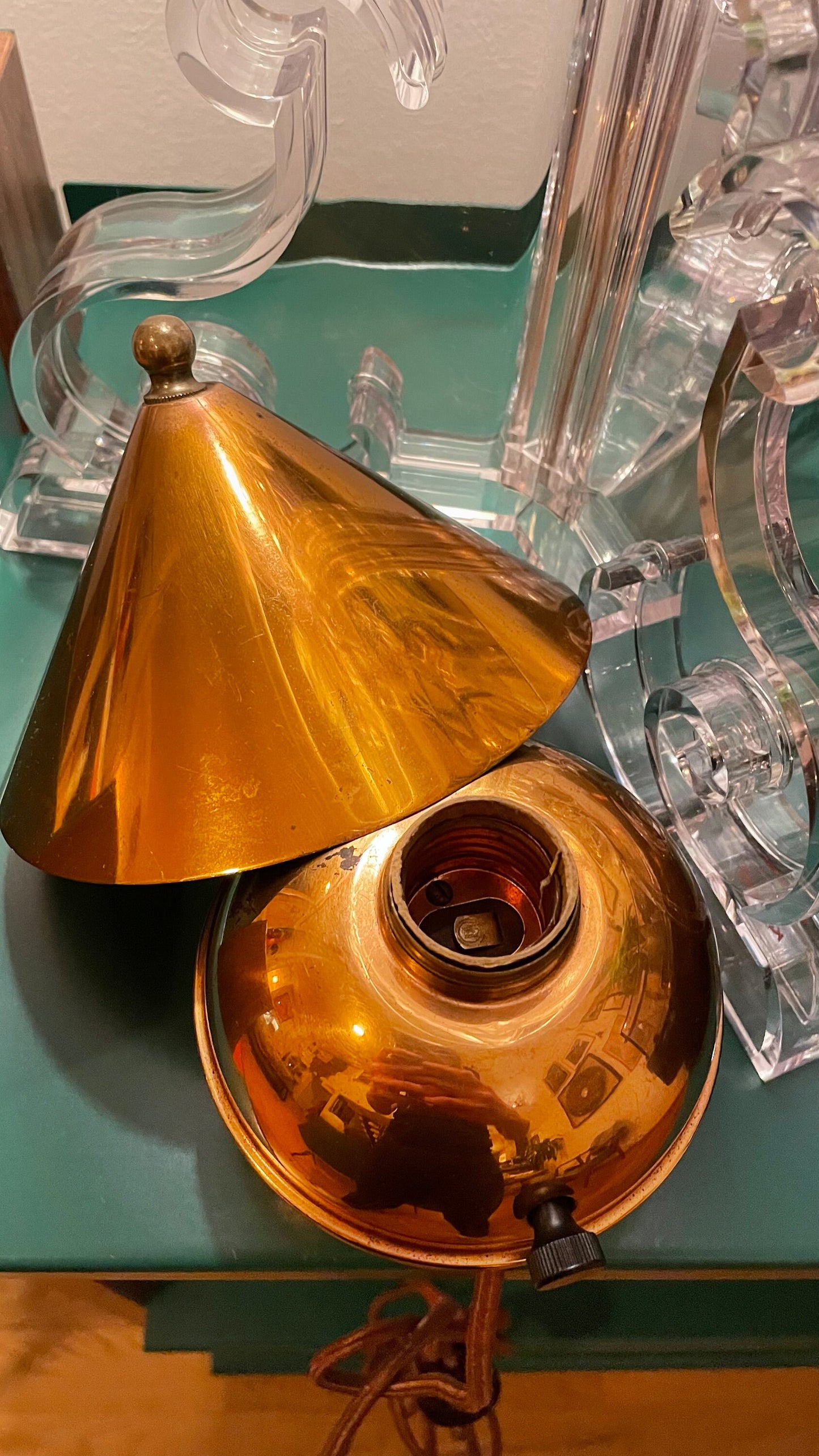 Glow Table Lamp - Chase Brass & Copper Co - Rare Vintage Lighting - Collector Piece