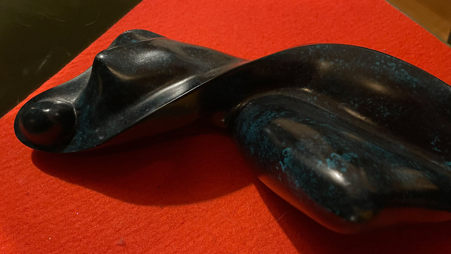 Richard Hallier Sculpture - Reclining Nude Woman Abstract Marble