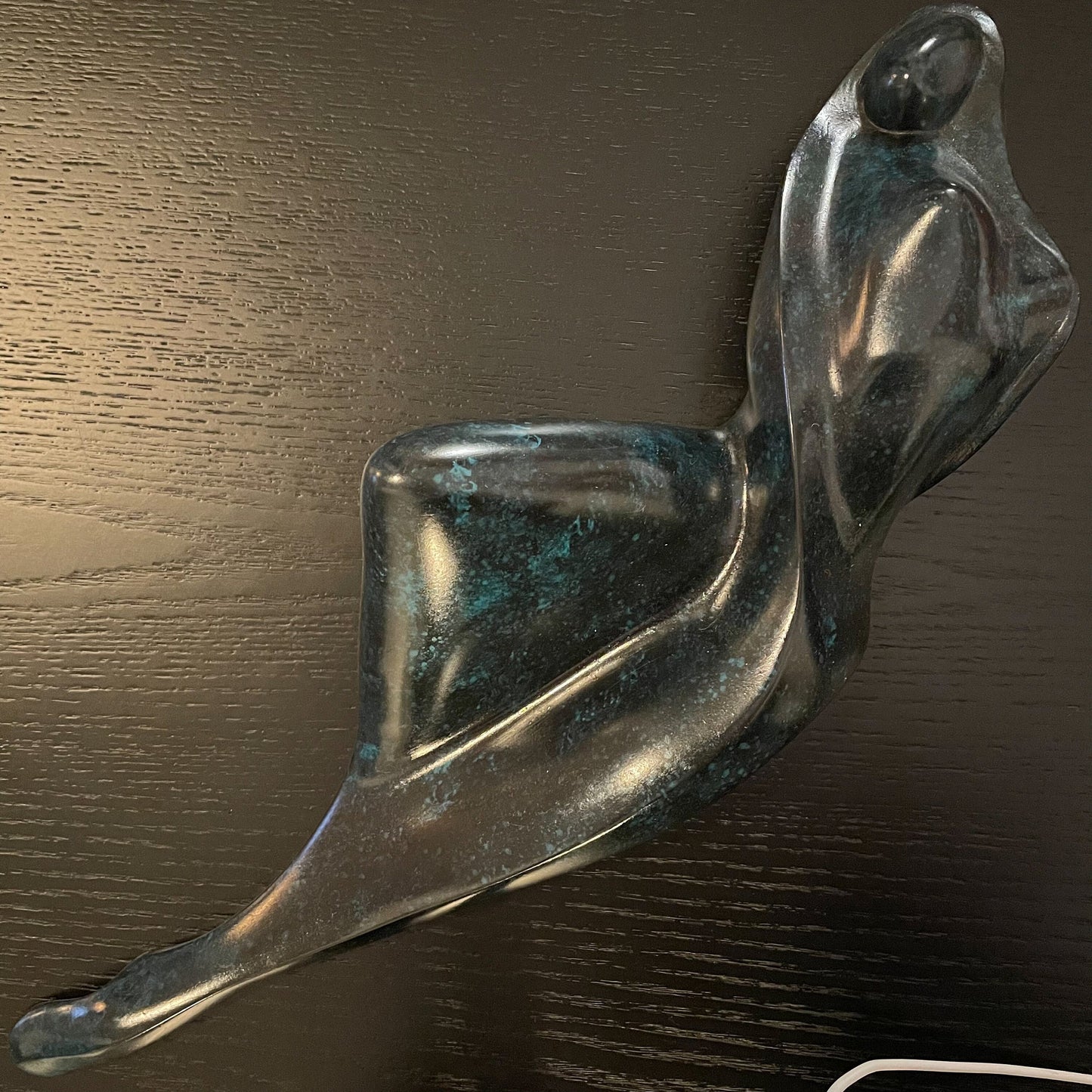 Richard Hallier Sculpture - Reclining Nude Woman Abstract Marble
