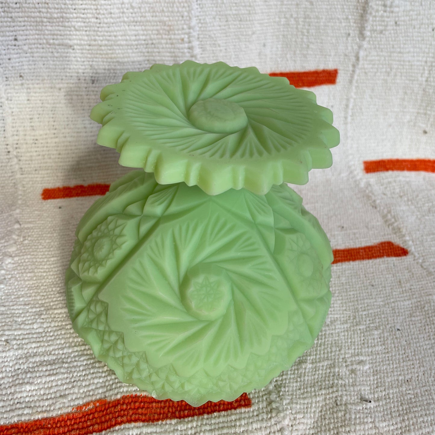 Fenton Compote - Vaseline Satin Glass - Custard Glass - Glows