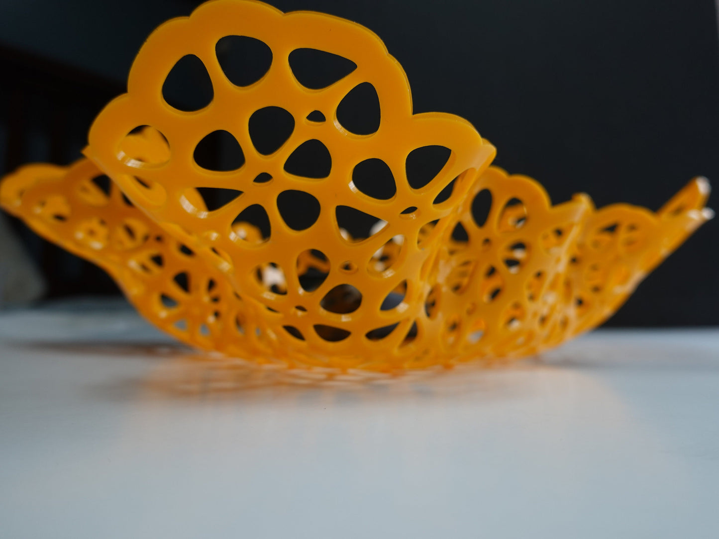 70's Daisy Bowl - Vintage Groovy Catch All Basket - Sunny Yellow Acrylic Bowl