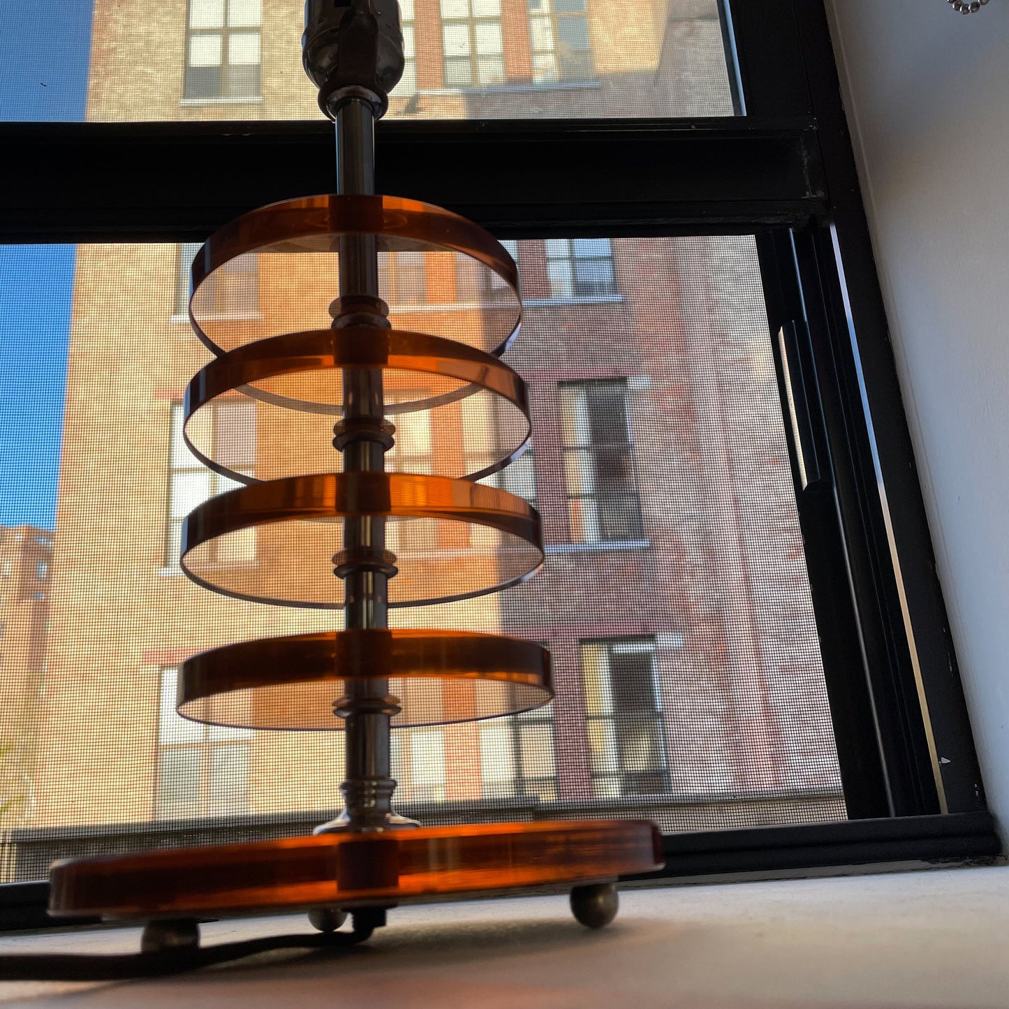 60's Stacked Glass Mid Century Modern Lamp - Thick Glass - Circle Lamp