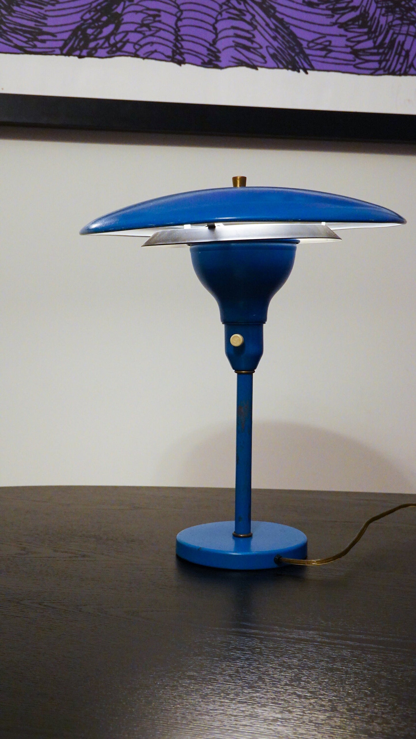 Space Age Flying Saucer Lamp - Vintage Metal Desk Lamp by MG Wheeler - Sight Light - Painted Lamp