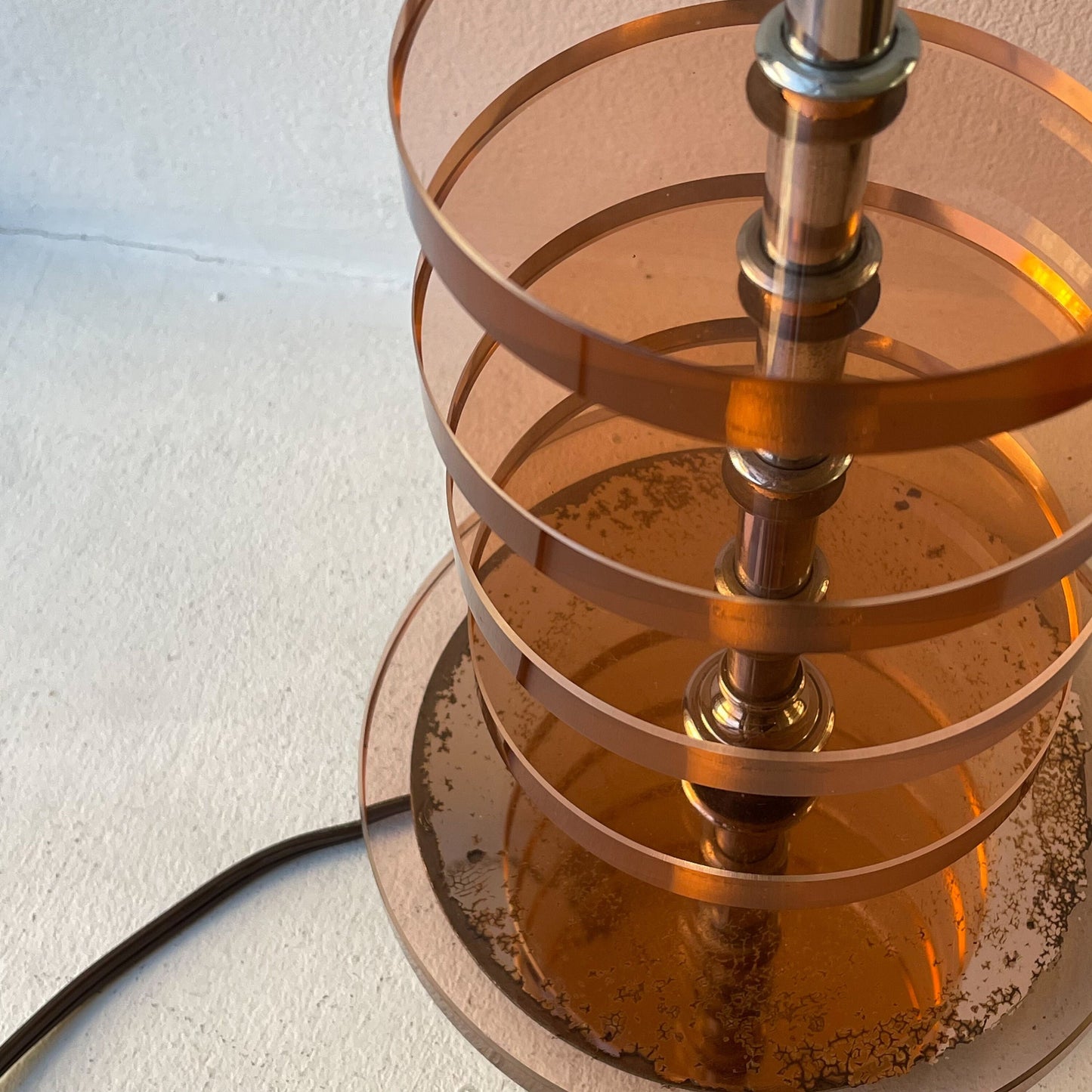 60's Stacked Glass Mid Century Modern Lamp - Thick Glass - Circle Lamp