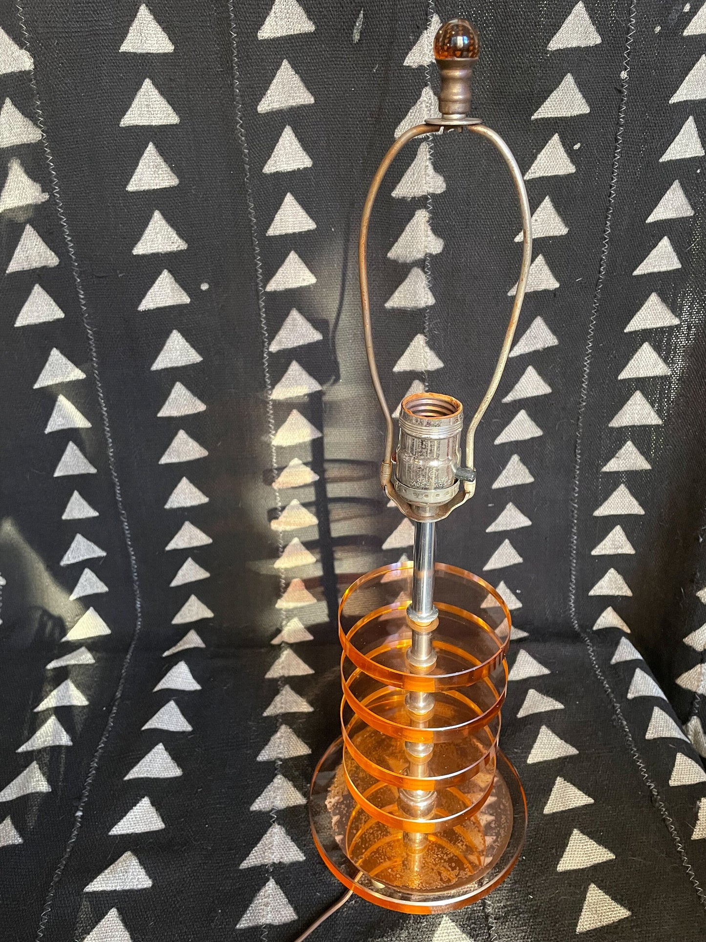 60's Stacked Glass Mid Century Modern Lamp - Thick Glass - Circle Lamp