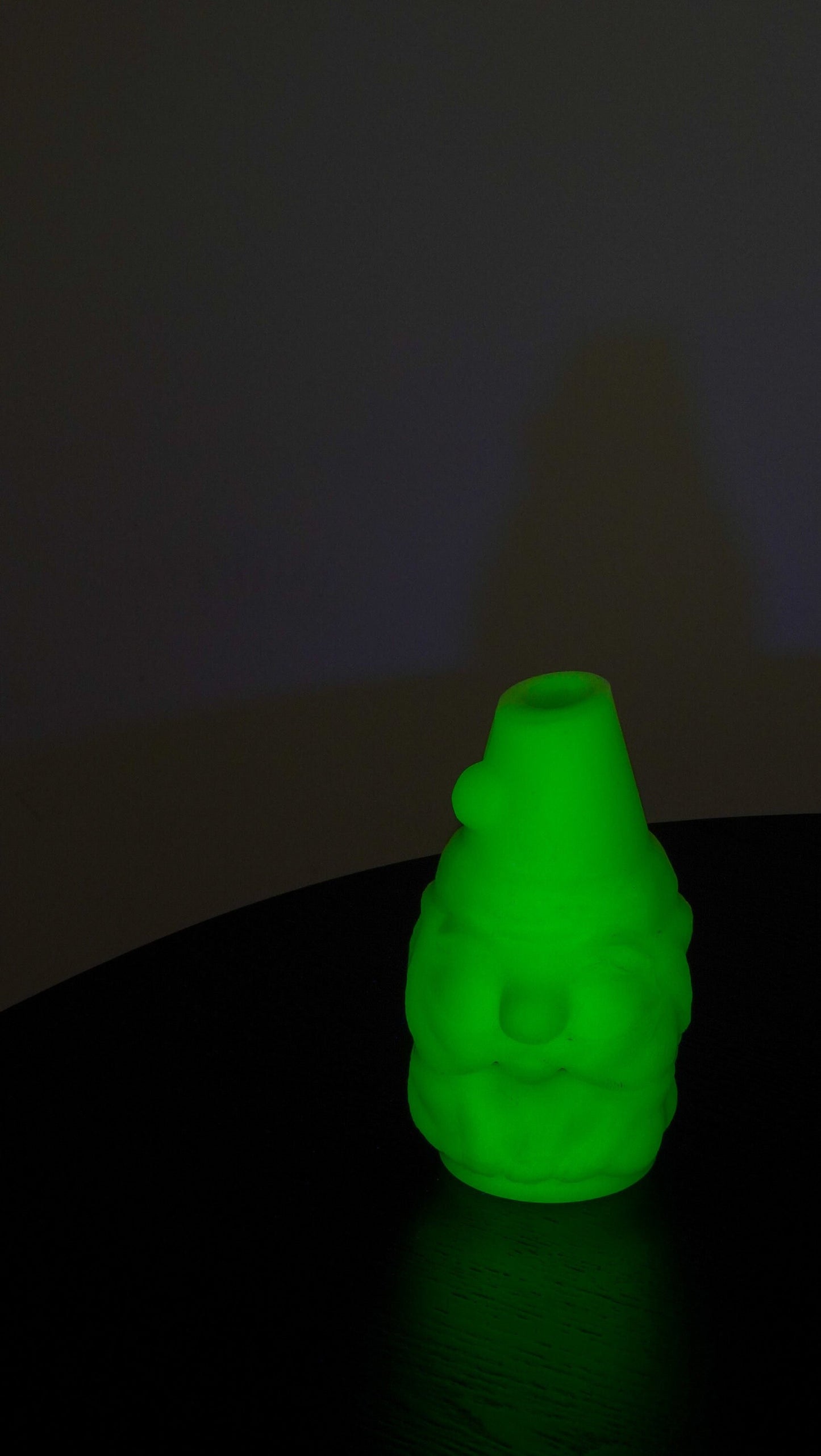Santa Tea Light Holder - Fenton Fairy Light - Satin Vaseline Glass - Glows in Blacklight - Christmas in July UV Glass