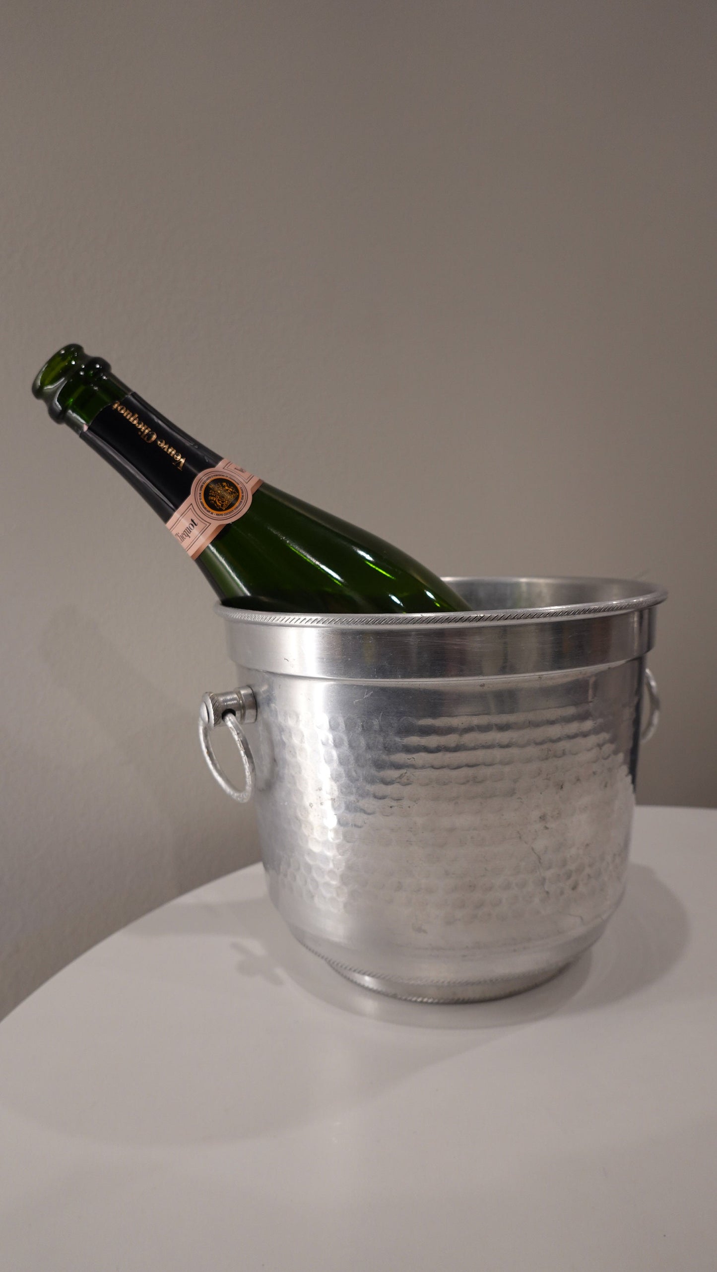 Aluminum Ice Bucket - Made in Italy - Hammered Metal Planter - Vintage Mid-Century Modern
