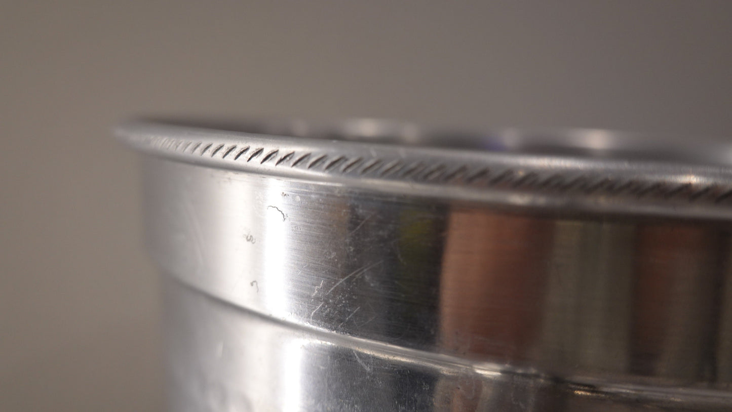 Aluminum Ice Bucket - Made in Italy - Hammered Metal Planter - Vintage Mid-Century Modern