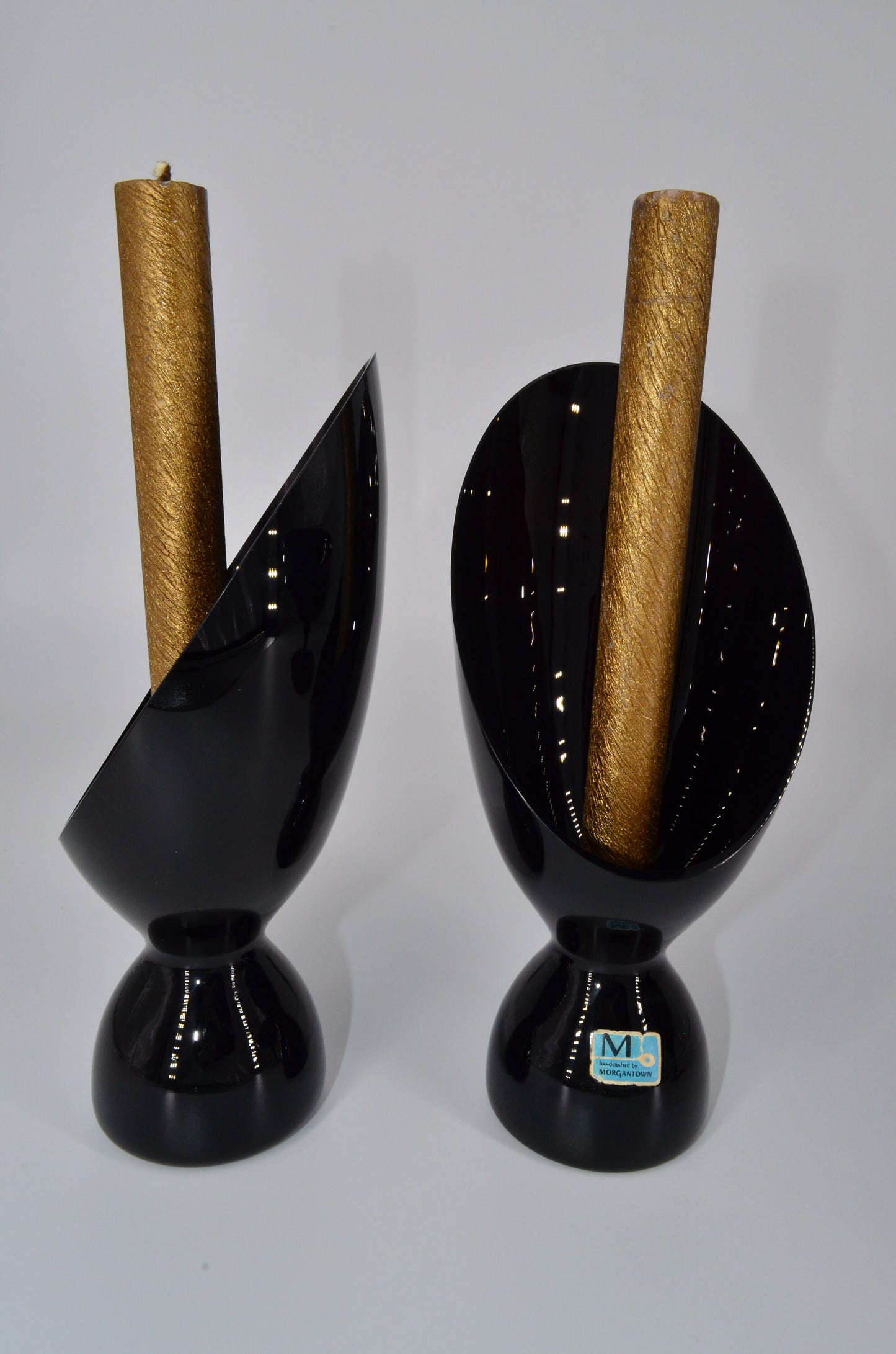 Morgantown Glass Candleholders and Centerpiece bowl - Mantel Set - Made in USA