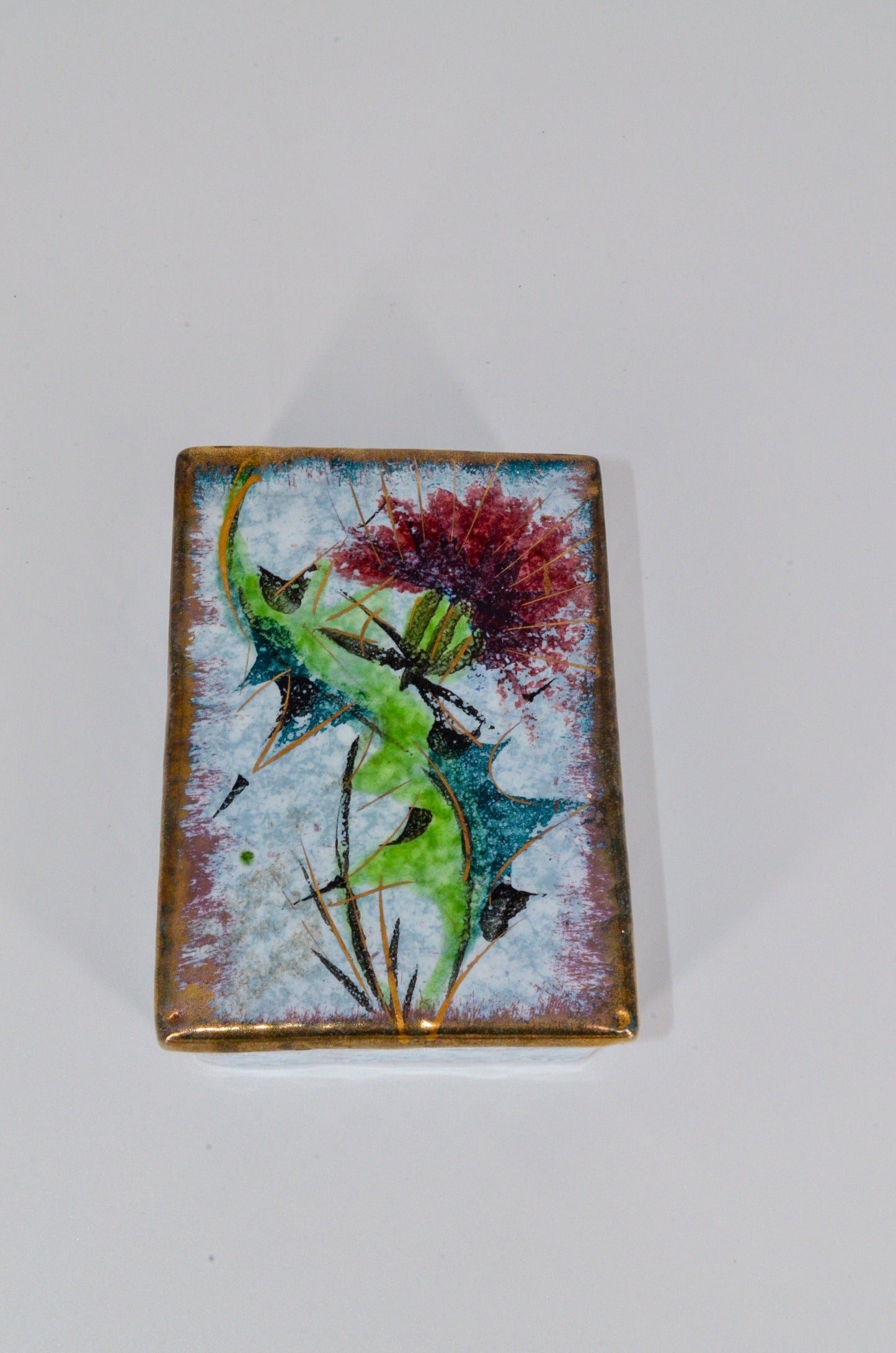 20's Handmade Ceramic Box - Gilded Floral Handmade Art Pottery - Made in Italy