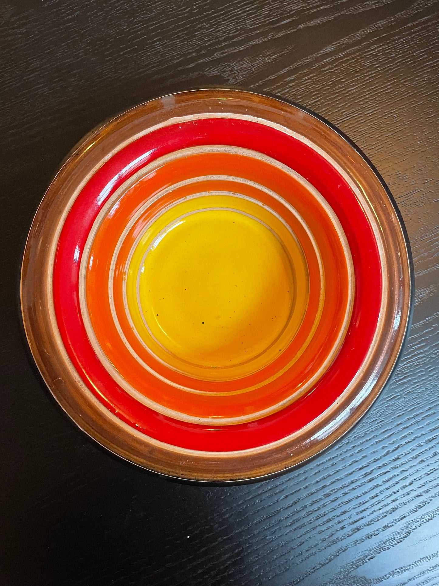 Bitossi Ceramiche Centerpiece Bowl - 1968 - Ceramic Banded Gradient Centerpiece - Italian Ceramic - Mid-Century Ceramic Vase - Aldo Londi