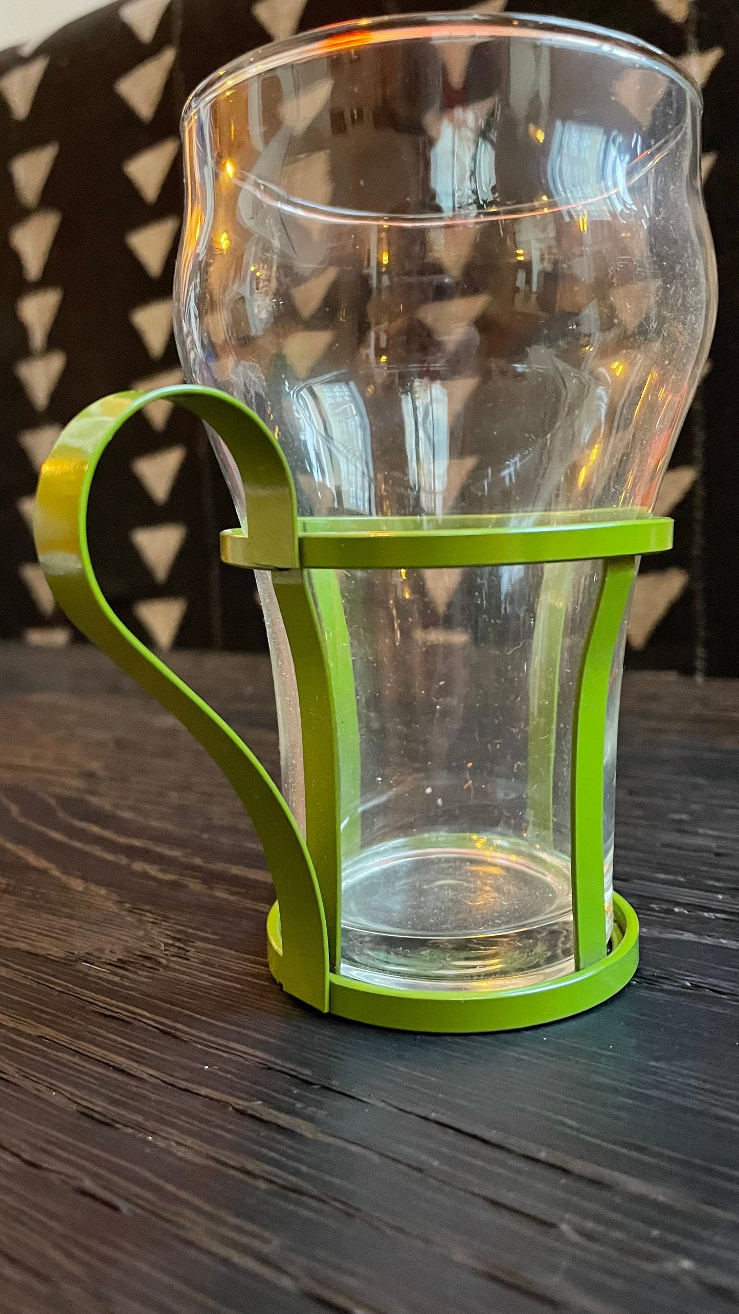 70's Bright Metal Cage Glass Cups - Vintage Soda Fountain Glasses - Rainbow Glassware - Libbey Glass