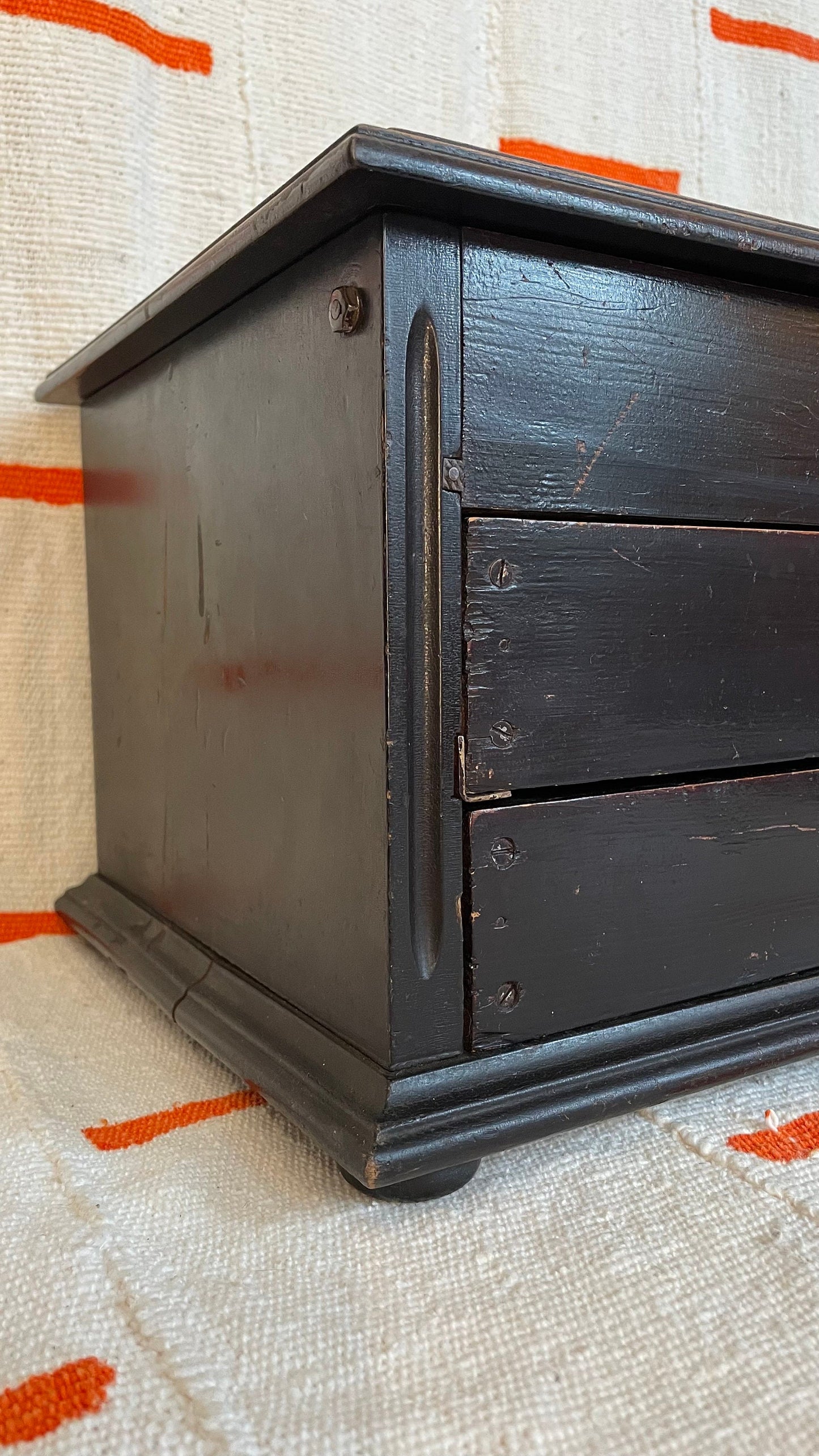 Antique Tabletop Storage Chest - Jewelry Chest - Desktop Storage - with 2 drawers and lift top