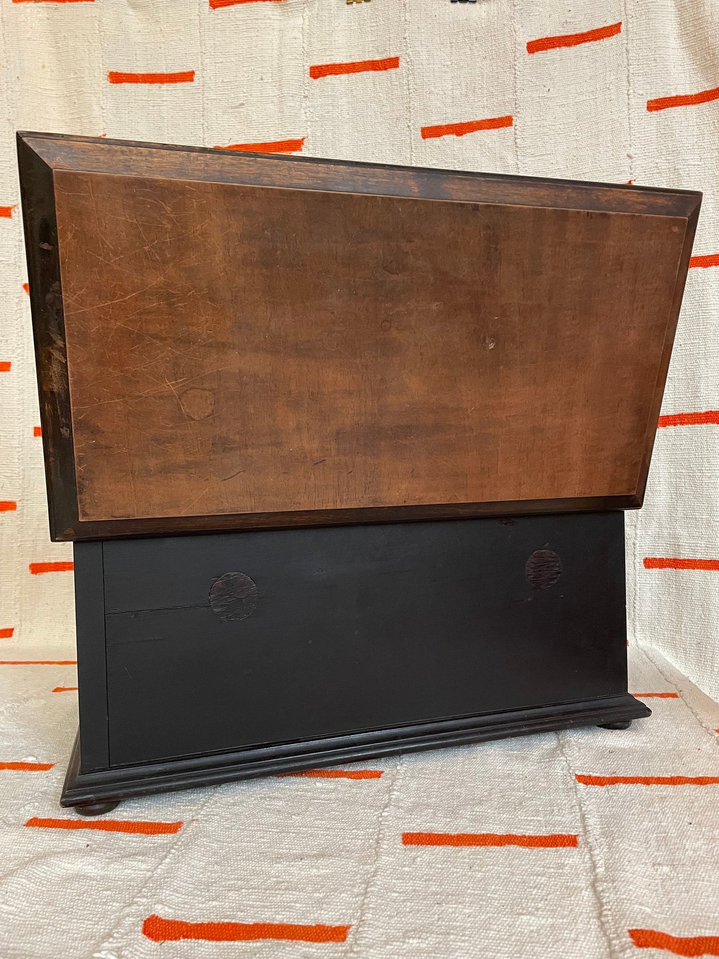Antique Tabletop Storage Chest - Jewelry Chest - Desktop Storage - with 2 drawers and lift top