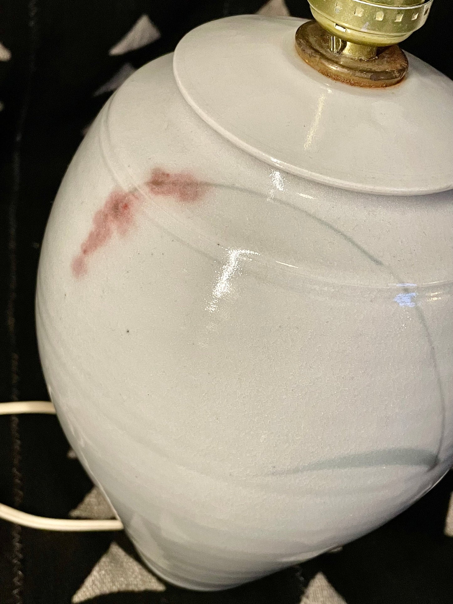 80's Cherry Blossom Lamps - Ceramic - Vintage Ginger Jar Lamp Hand Painted - Artisan Made