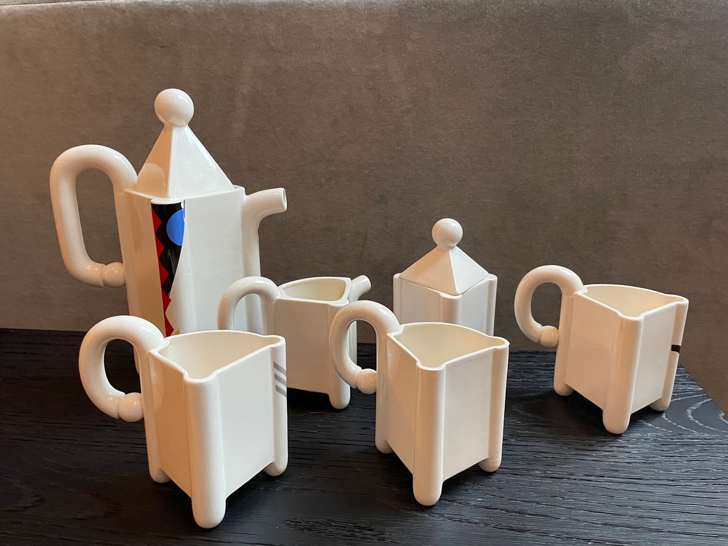 Fujimori for Kato Kogei - Memphis Design Ceramic Tea Set - 1980s Memphis Milano - Vintage Tea Coffee Set - Postmodern Home