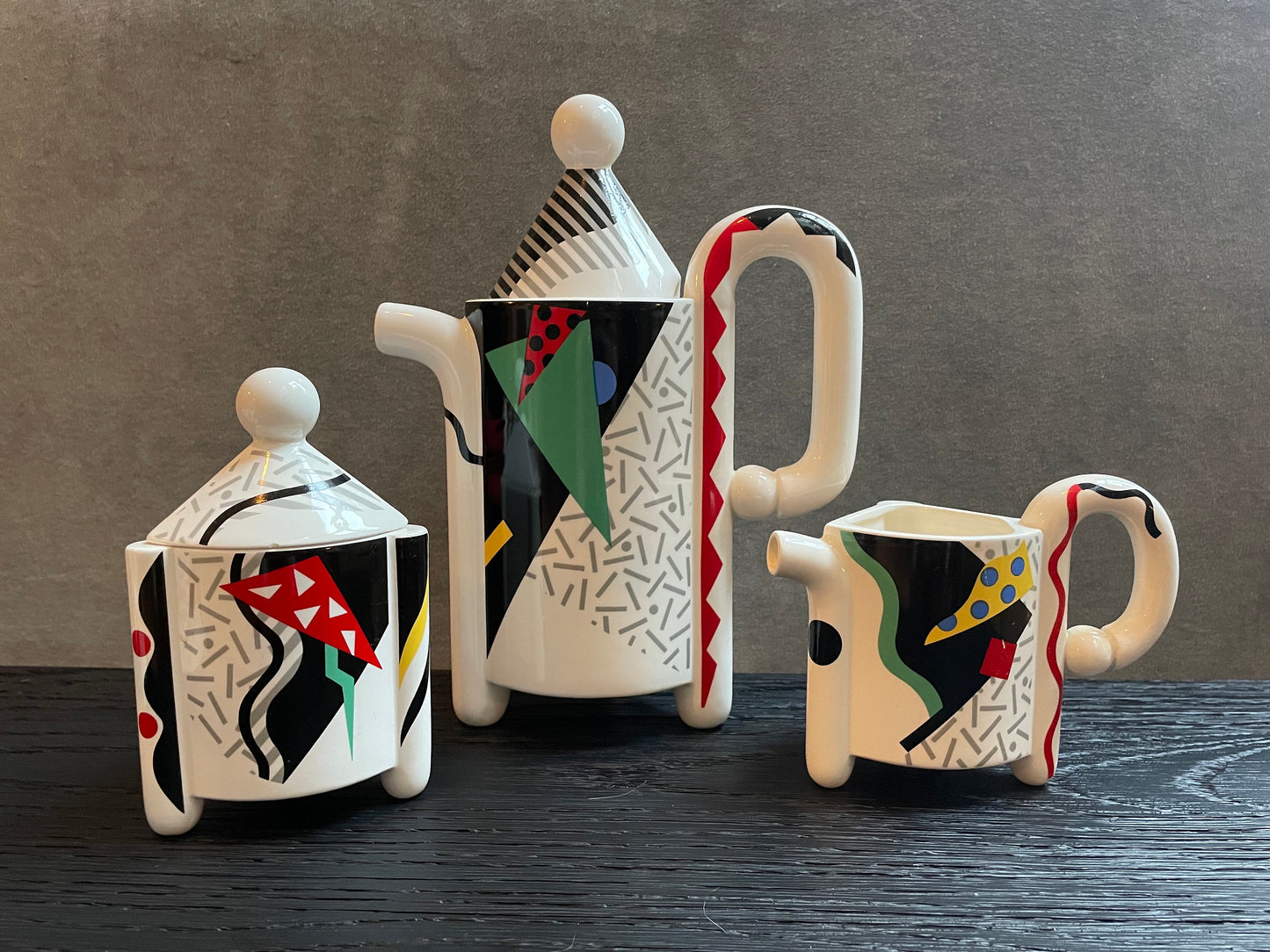 Fujimori for Kato Kogei - Memphis Design Ceramic Tea Set - 1980s Memphis Milano - Vintage Tea Coffee Set - Postmodern Home