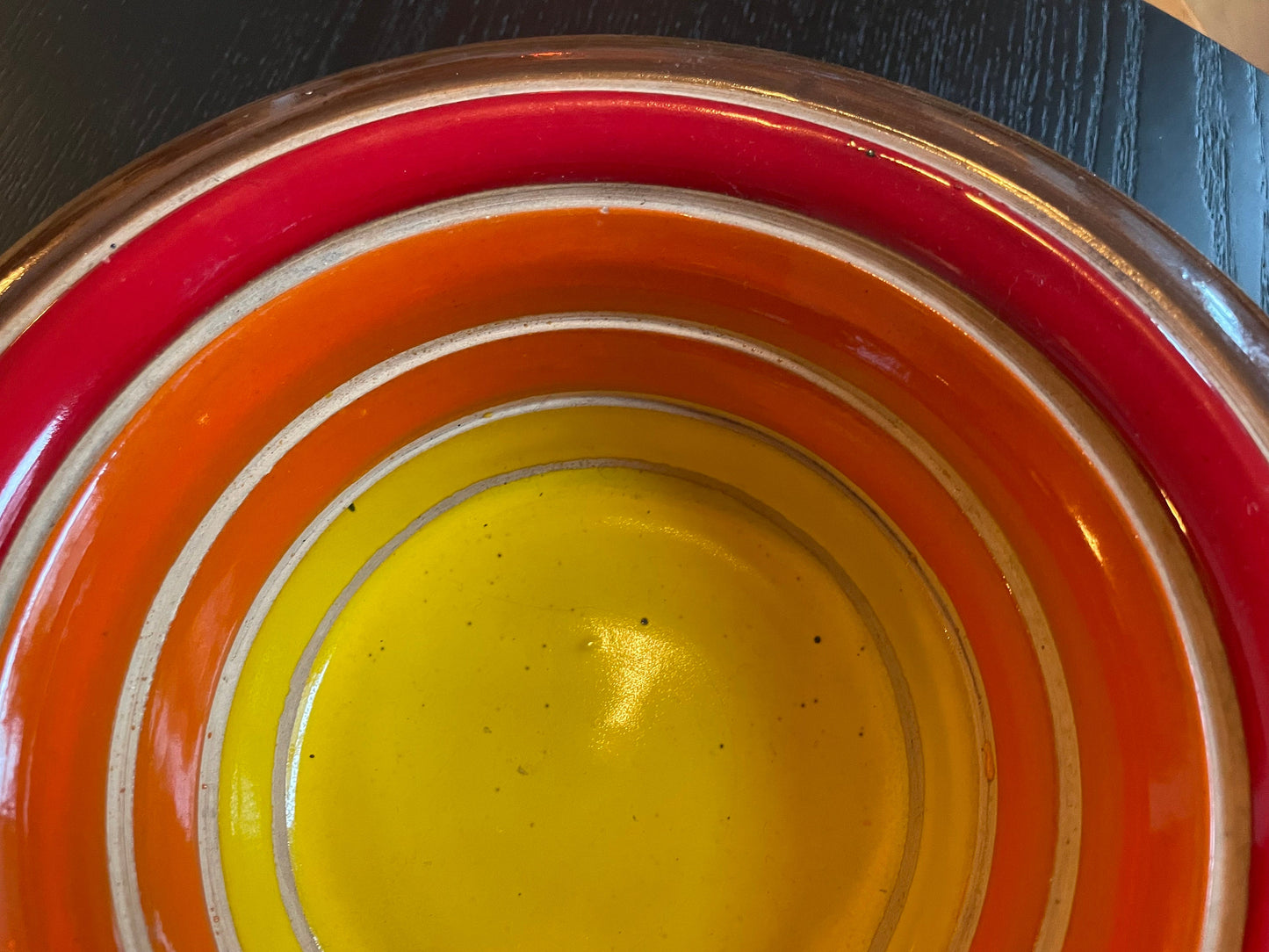 Bitossi Ceramiche Centerpiece Bowl - 1968 - Ceramic Banded Gradient Centerpiece - Italian Ceramic - Mid-Century Ceramic Vase - Aldo Londi