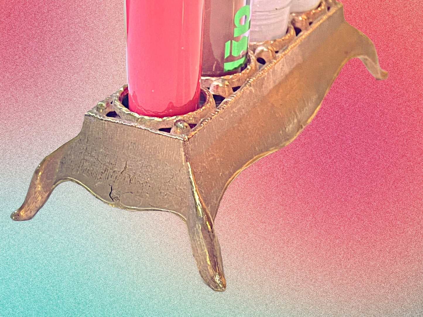 50's Lipstick Holder - Finished Metal Lipstick and Lipgloss Holder - Vintage Vanity Display - Vintage Makeup Organizer