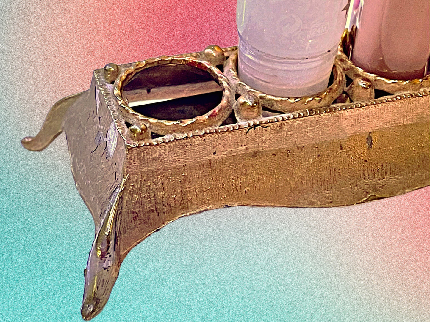 50's Lipstick Holder - Finished Metal Lipstick and Lipgloss Holder - Vintage Vanity Display - Vintage Makeup Organizer