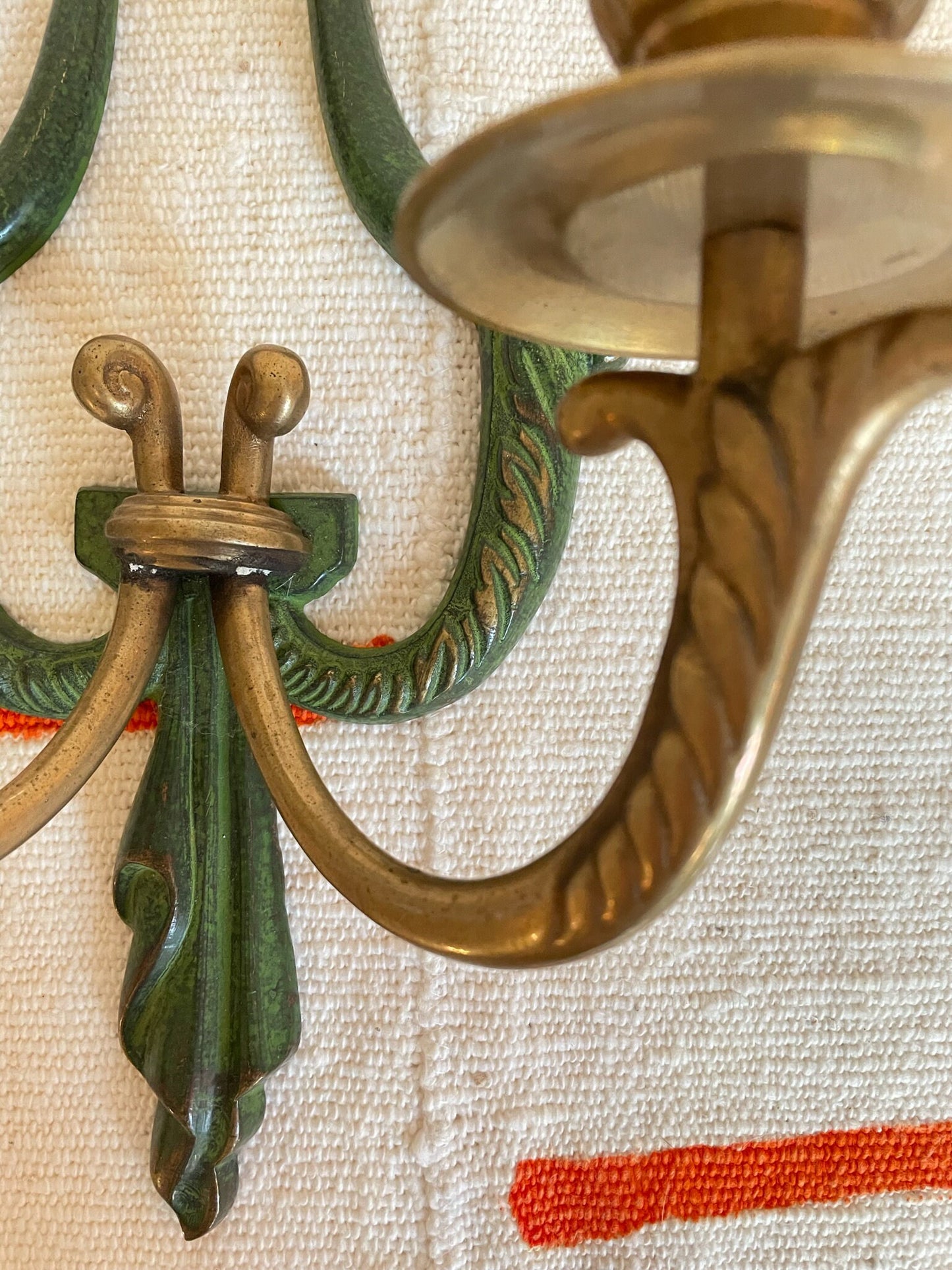 Pair of Brass Wall Sconces - Wall Mounted Double Arm Candle Holder - Vintage Candle Holder