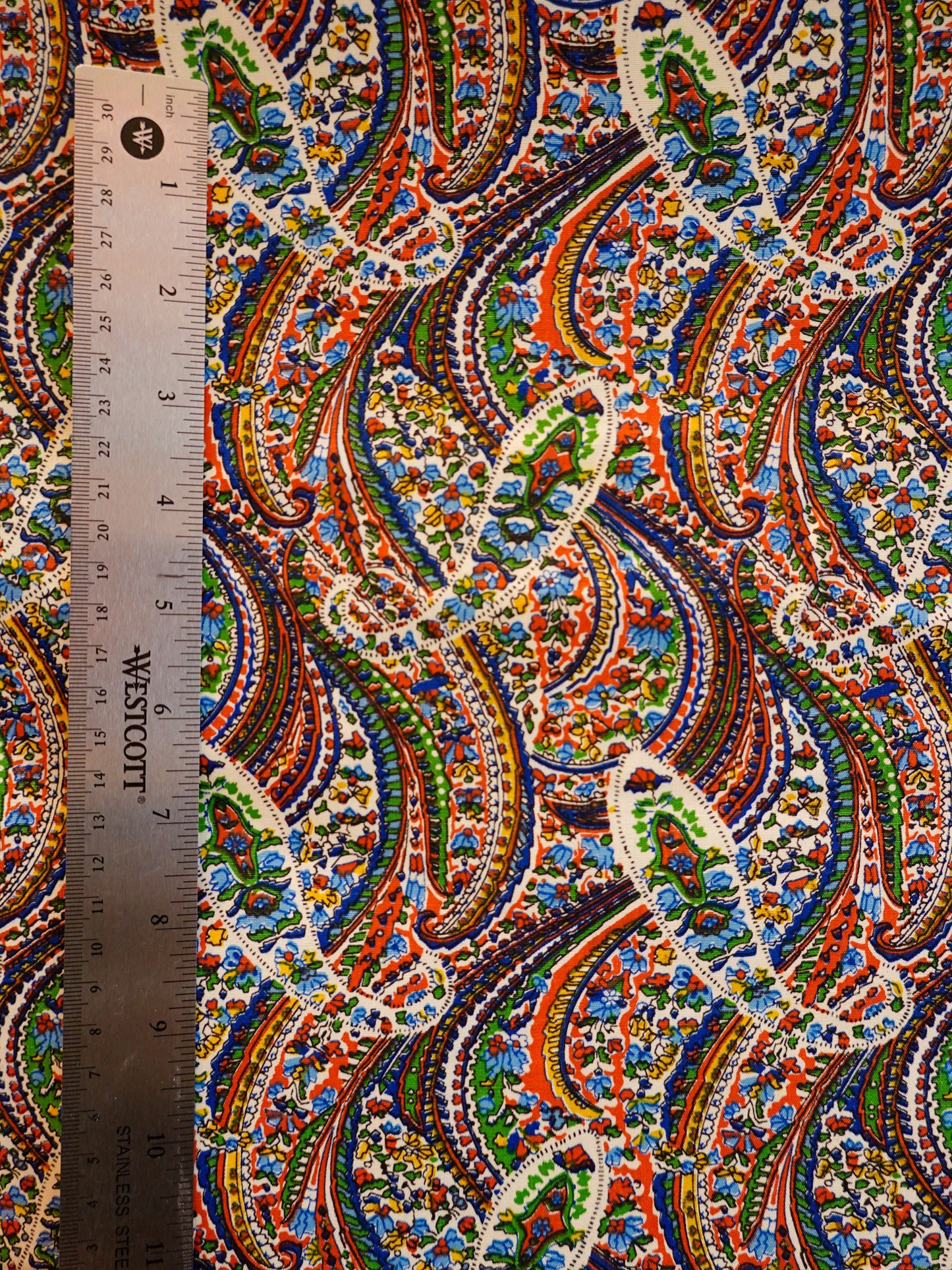 Fantastic Vintage 60's-70's Rainbow Paisley Fabric - Wamsutta Mills Fabric - 45" by 67"