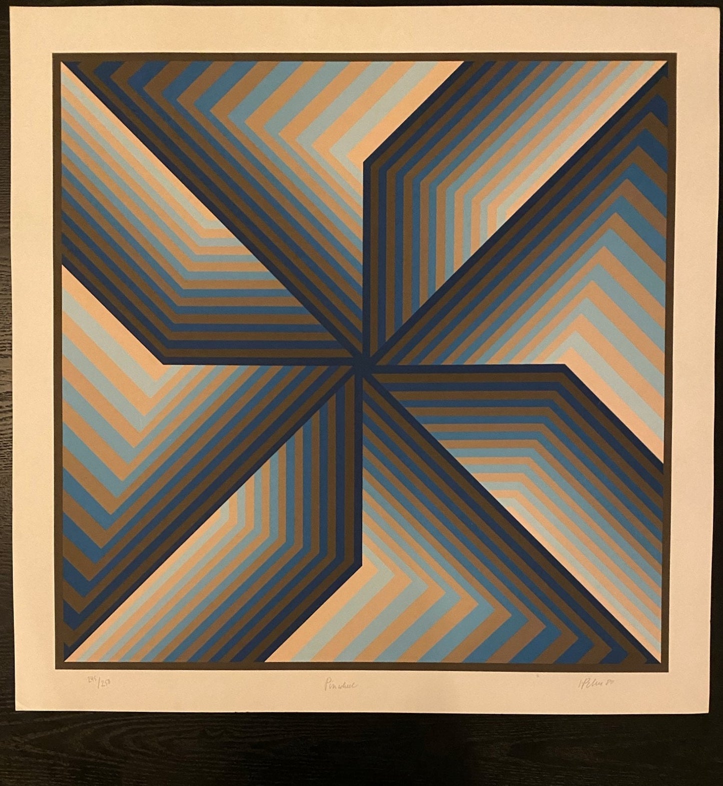Op Art Serigraph by Jurgen Peters, "Pinwheel" - Numbered 245/250 - 1980