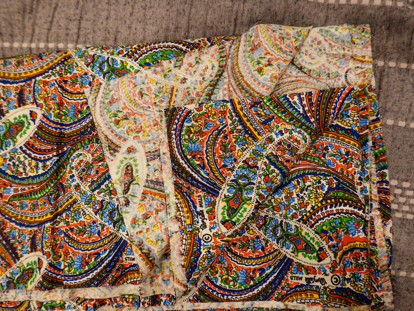 Fantastic Vintage 60's-70's Rainbow Paisley Fabric - Wamsutta Mills Fabric - 45" by 67"