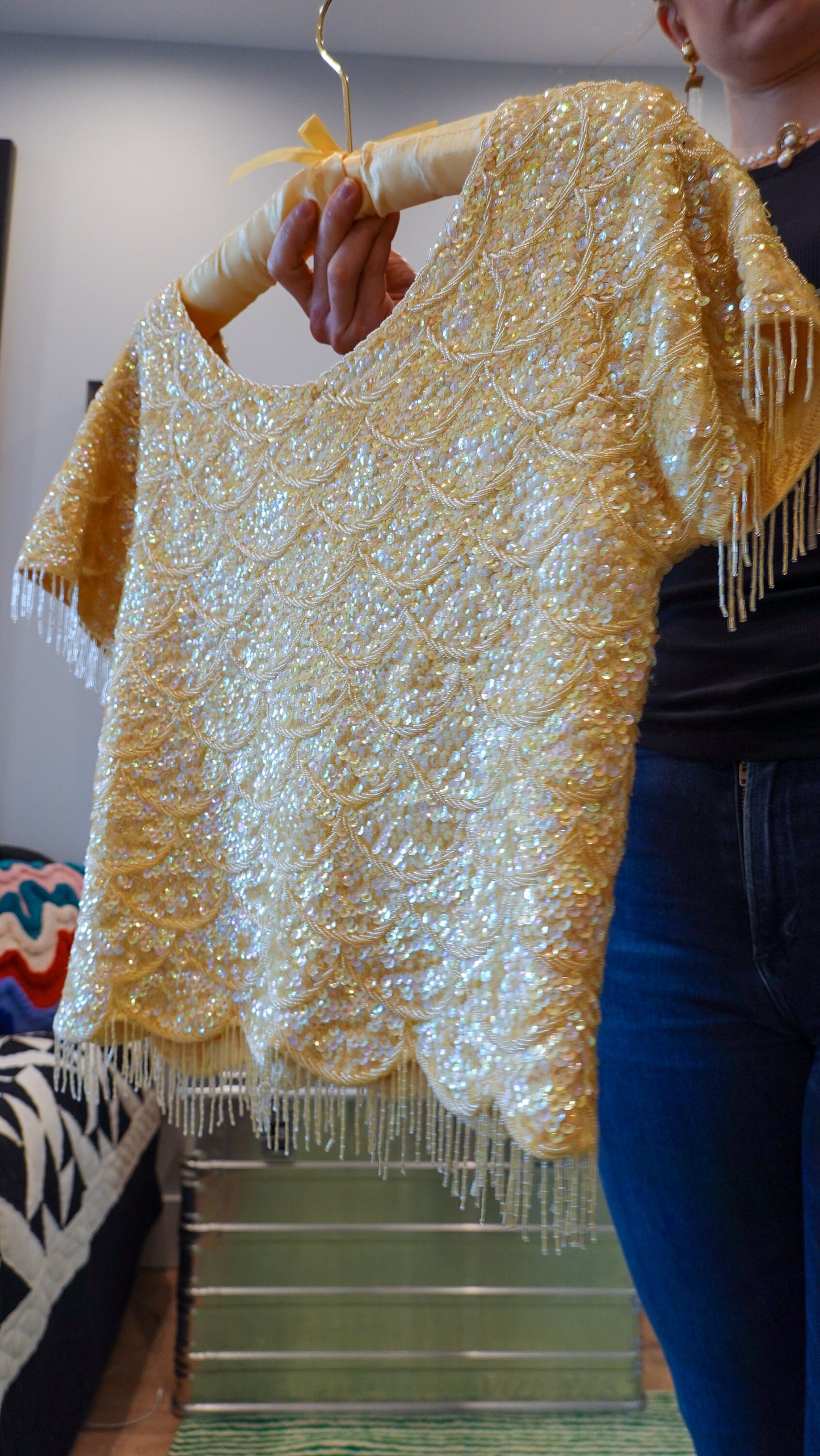 Vintage Sequin Top - Saks Fifth Avenue - 1960's - Vintage Designer Crop Top