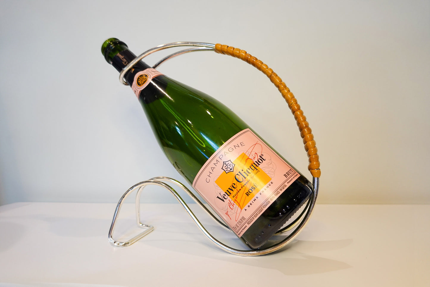 70s - 80's Bottle Holder in Carl Aubock Style - Space Age Kitchen Decor - Champagne, Wine Serving