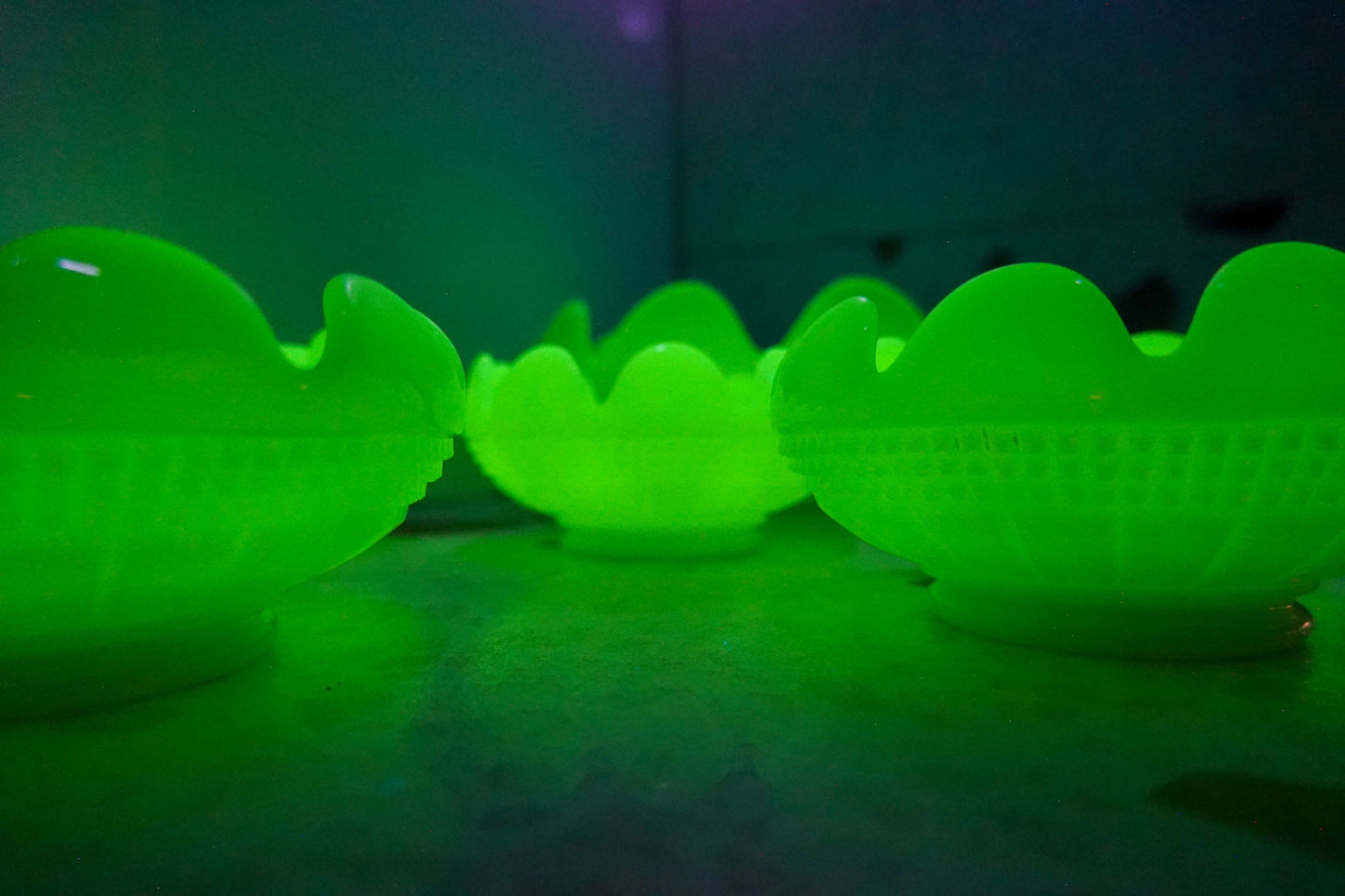 RARE Early 1910's - 1920's Cambridge Weatherford Custard Glass Berry Bowl Set - Opaline Glass, Uranium Glass - Glows under UV Light