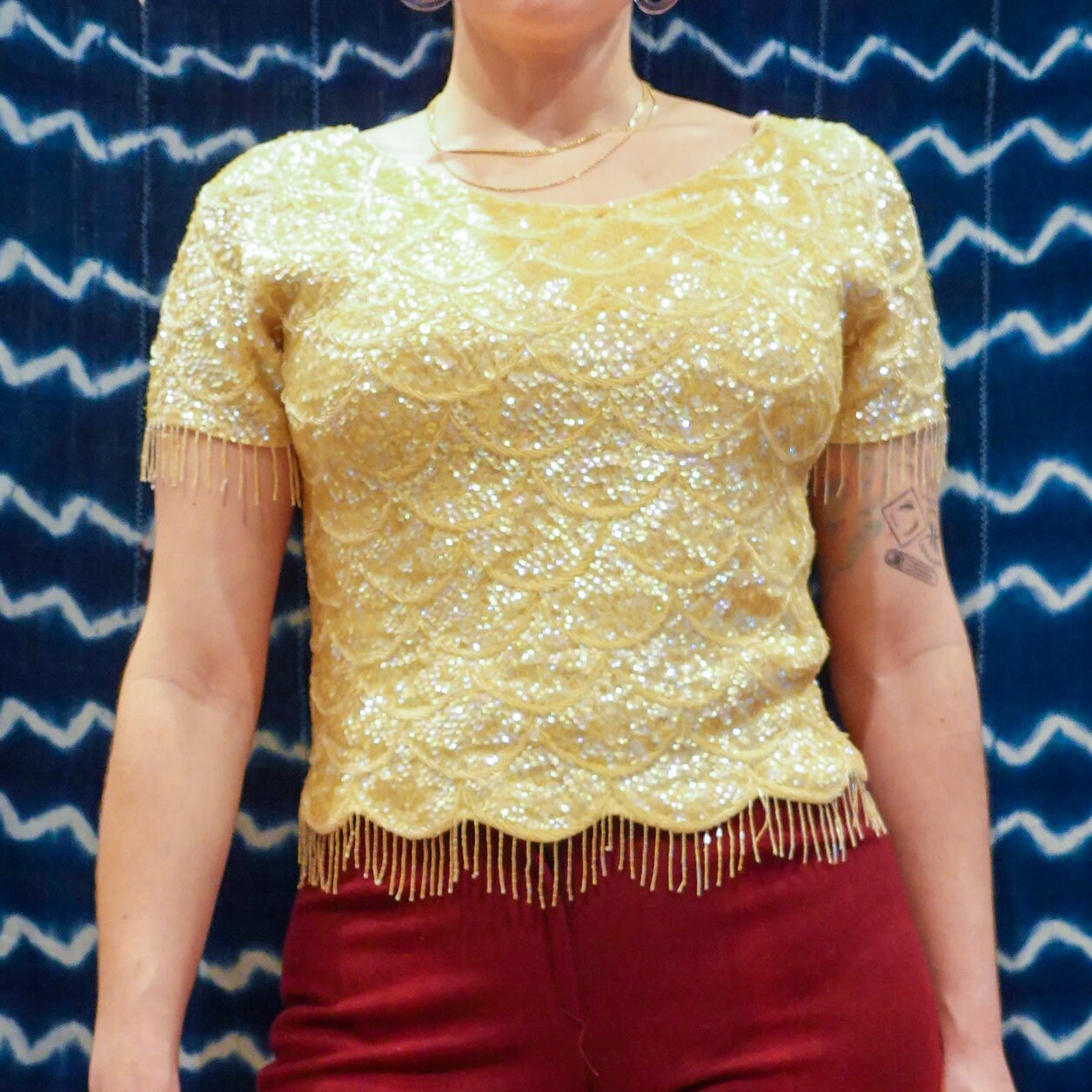 Vintage Sequin Top - Saks Fifth Avenue - 1960's - Vintage Designer Crop Top