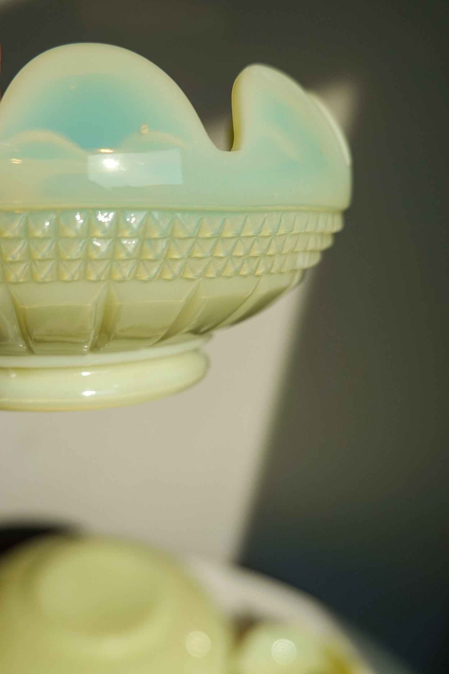 RARE Early 1910's - 1920's Cambridge Weatherford Custard Glass Berry Bowl Set - Opaline Glass, Uranium Glass - Glows under UV Light