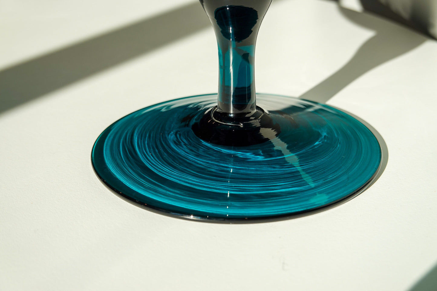60's Vintage Italian Empoli Vase - Teal Opaline Glass - Footed Vase - Peacock Teal Vintage Vase